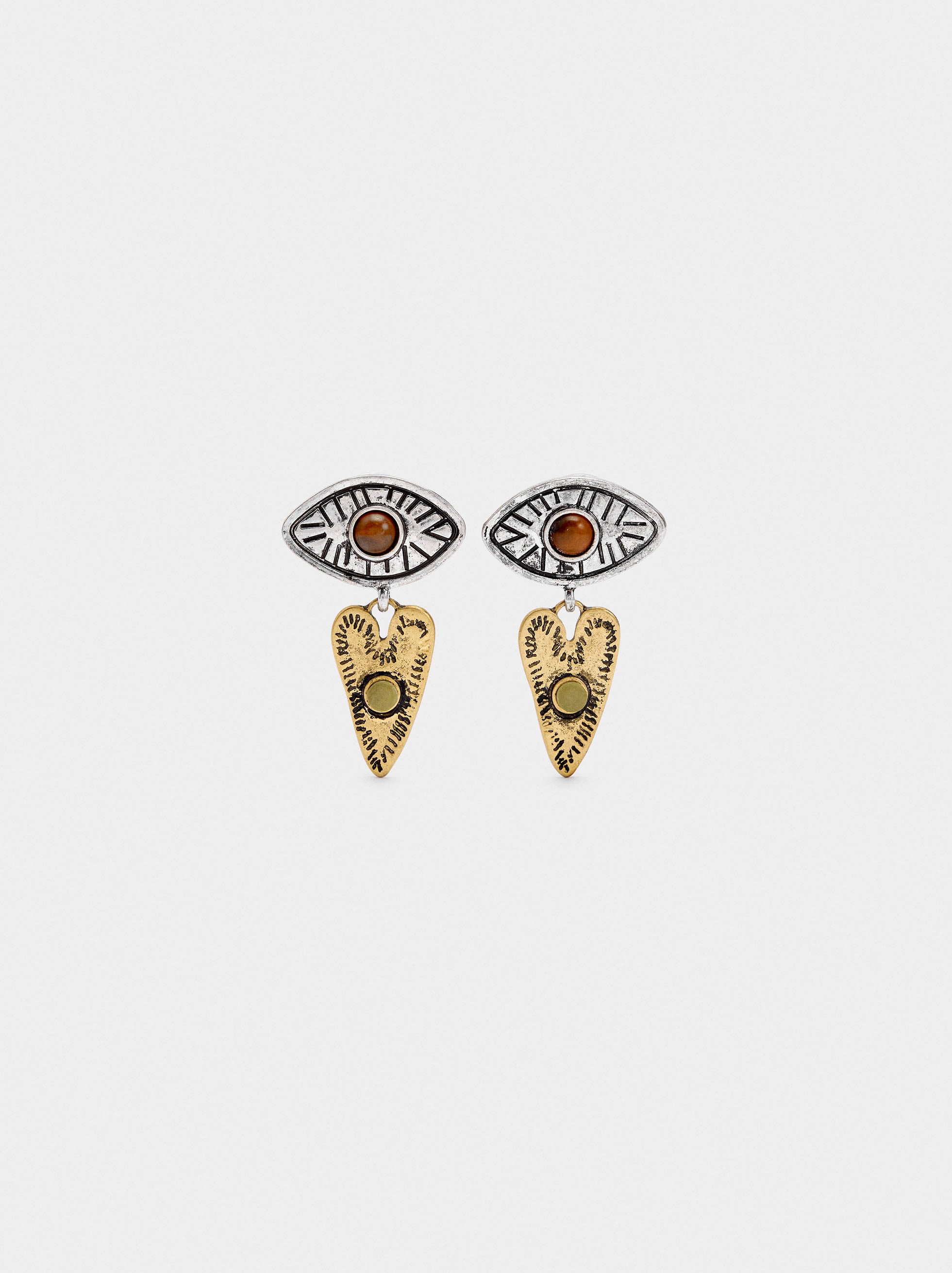 Pendientes Ojo Corazón Con Piedras