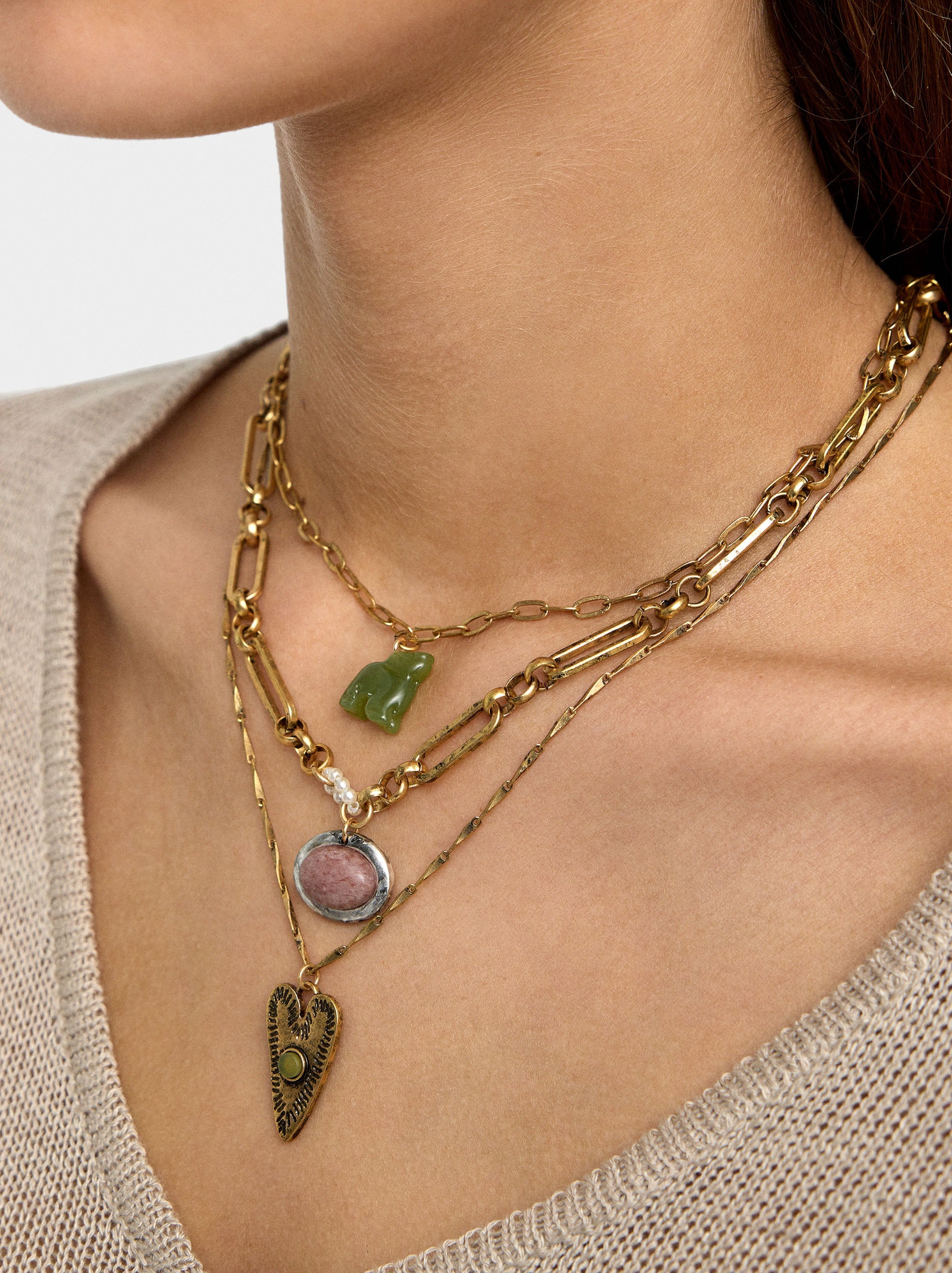 Set De Collares Colgantes Con Piedra