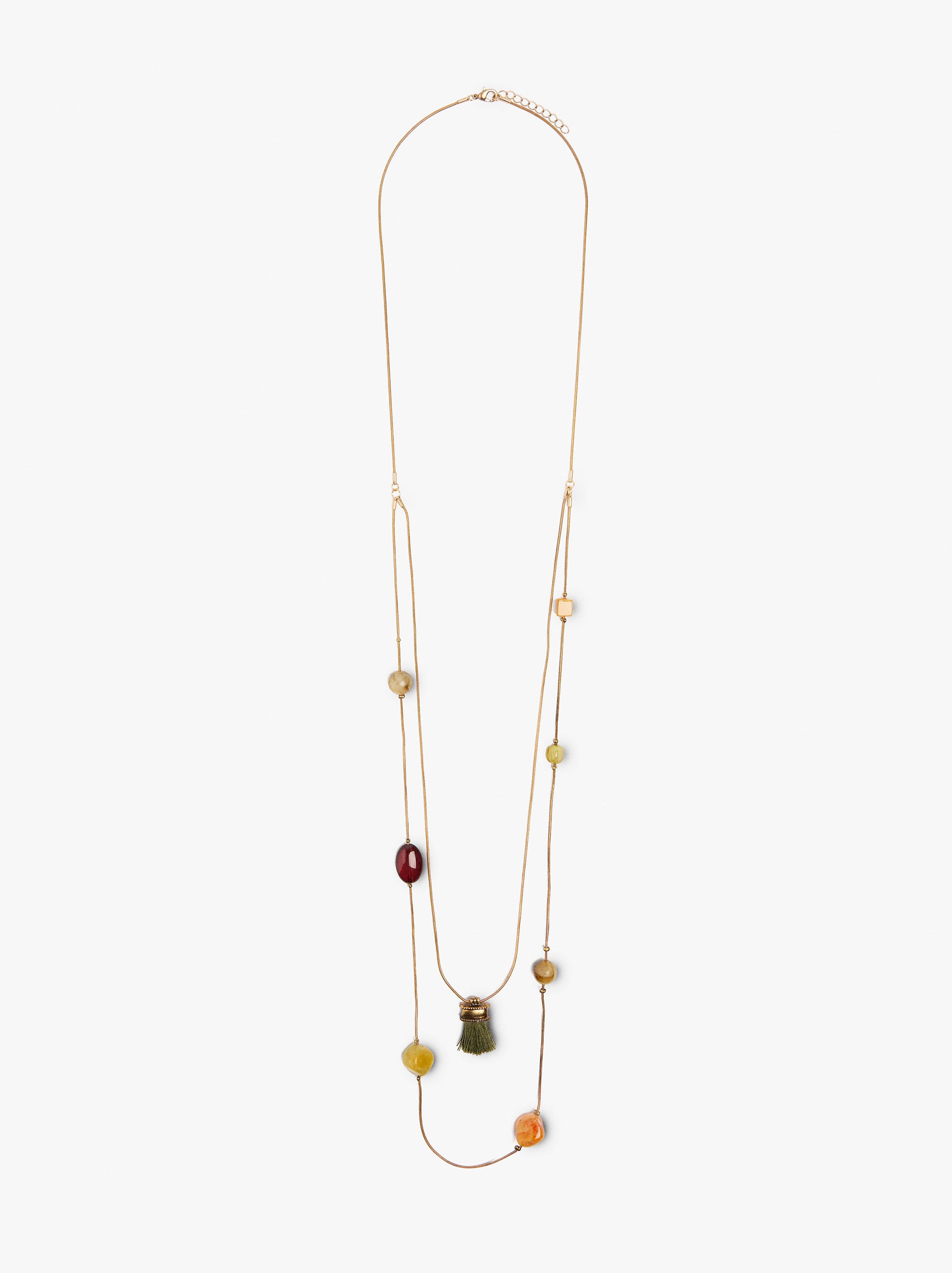 Collar Largo Doble Con Cuentas