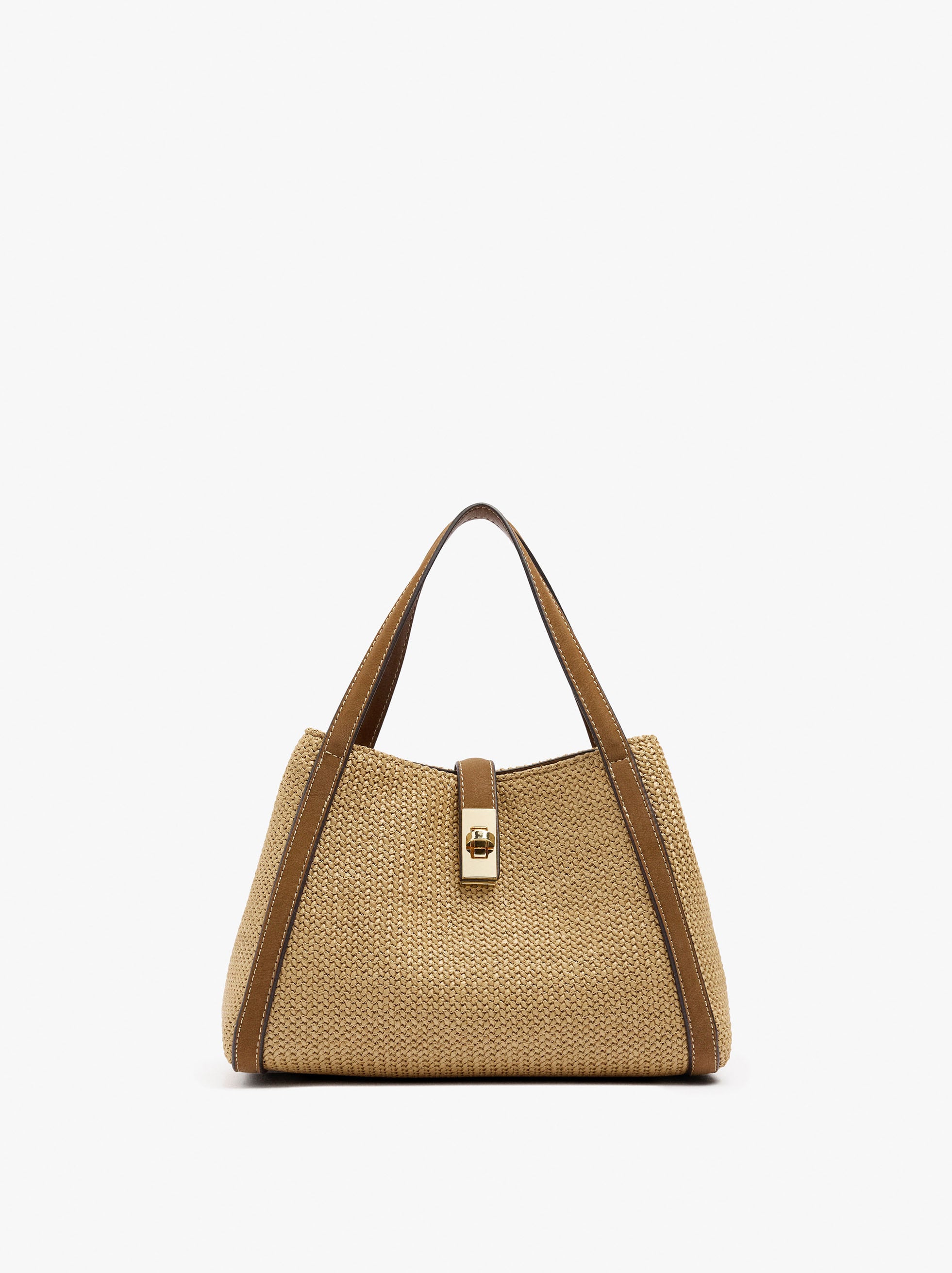 Bolso Tote Efecto Rafia Con Bandolera