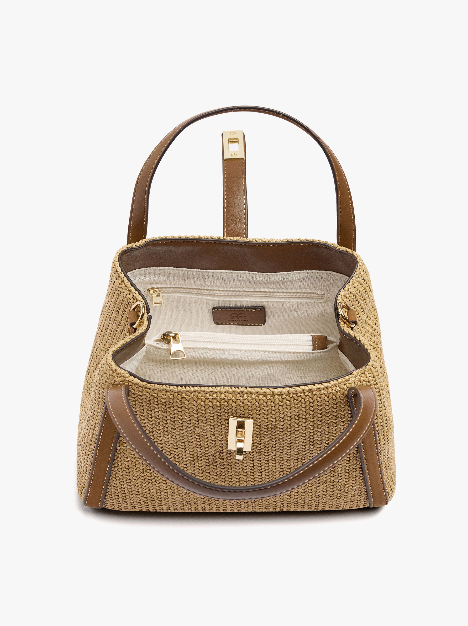 Bolso Tote Efecto Rafia Con Bandolera