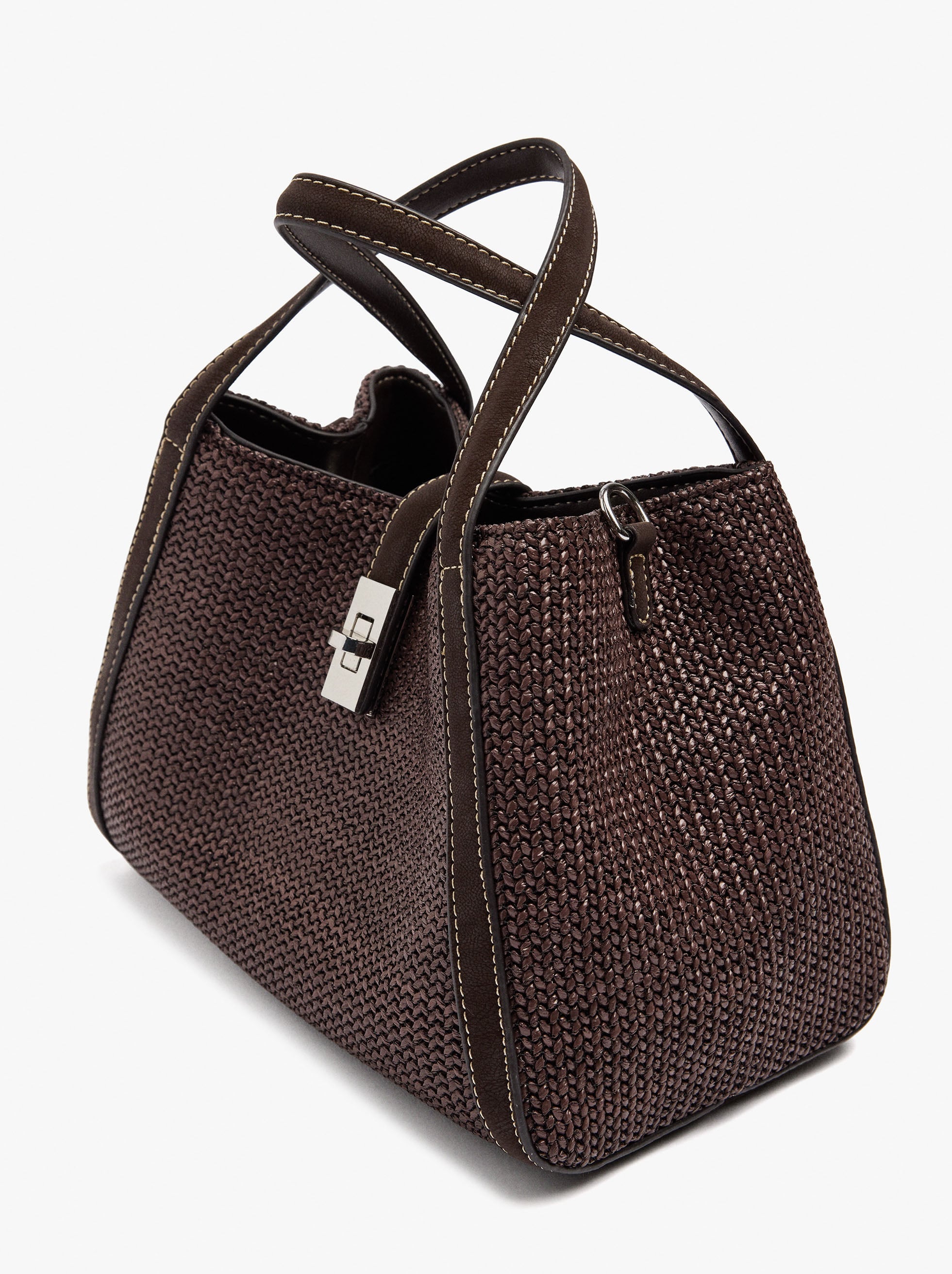 Bolso Tote Efecto Rafia Con Bandolera