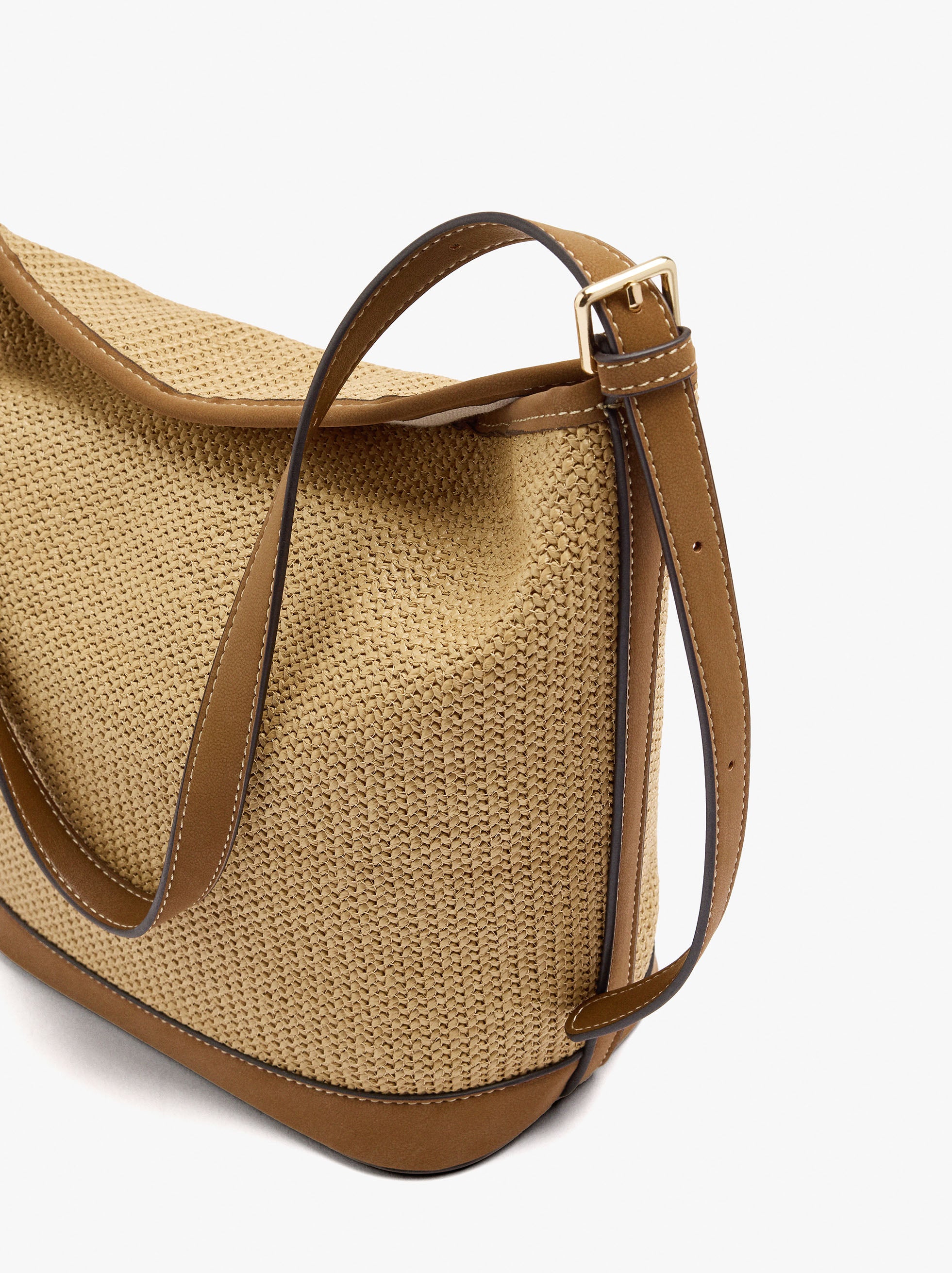 Bolso De Hombro Efecto Rafia