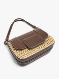 Bolso De Mano Efecto Rafia Con Solapa Y Bandolera