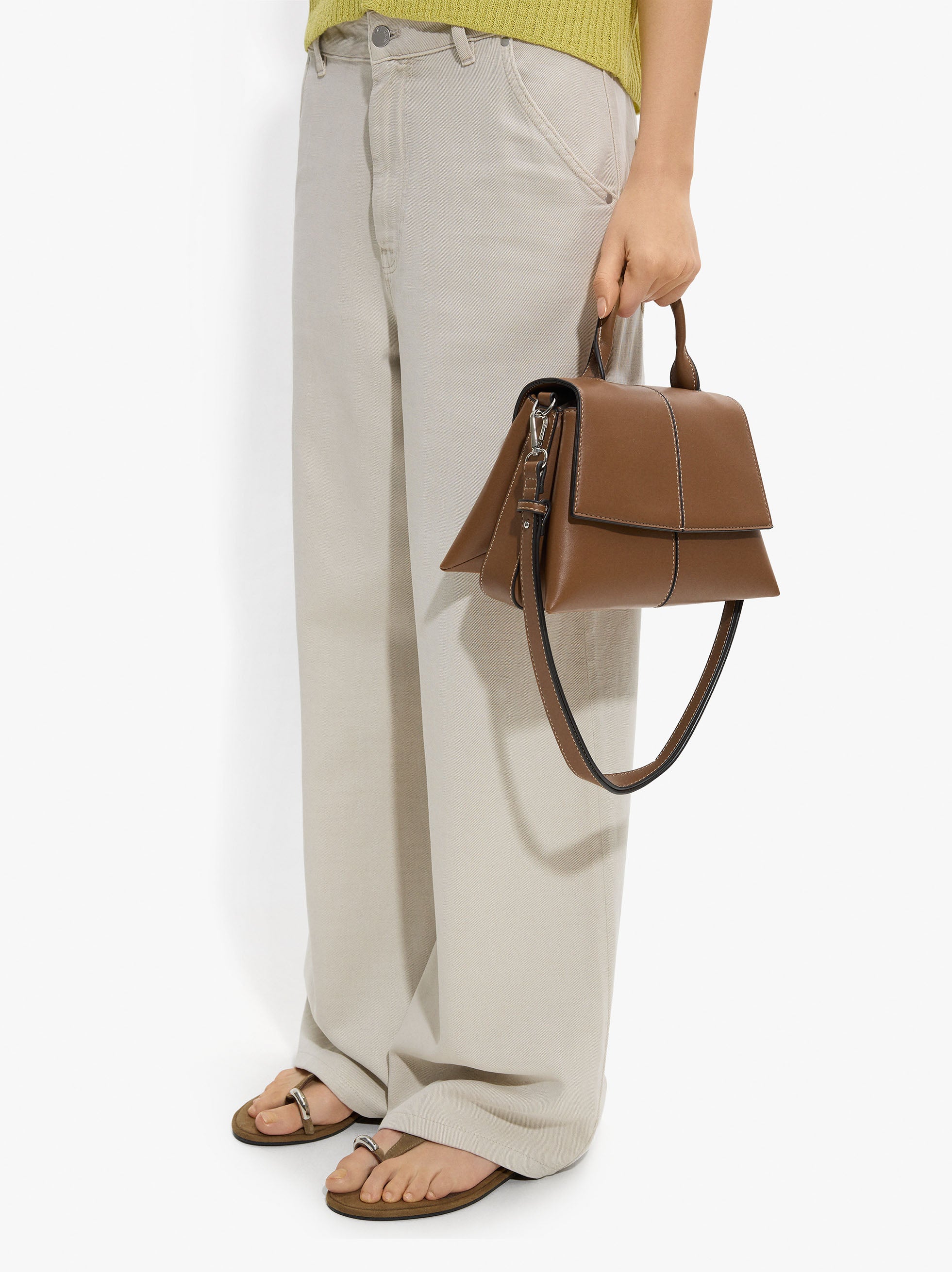 Bolso De Mano Liso Con Bandolera