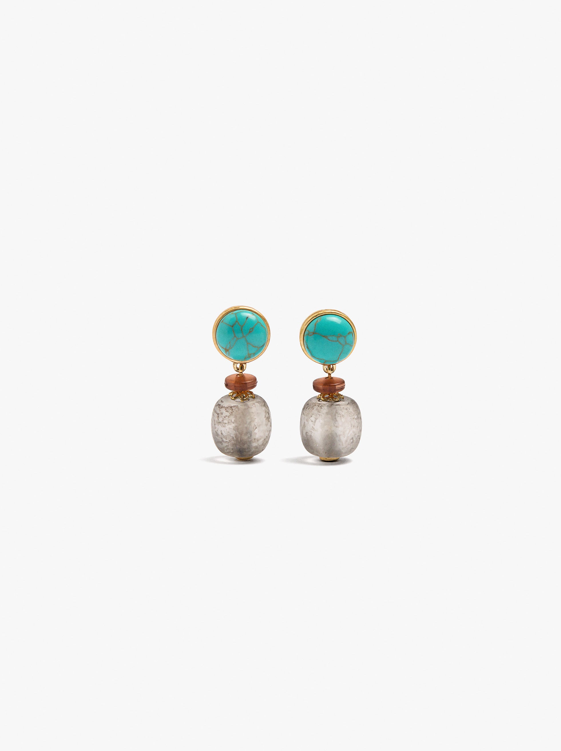 Pendientes Con Piedra Y Cuenta De Vidrio