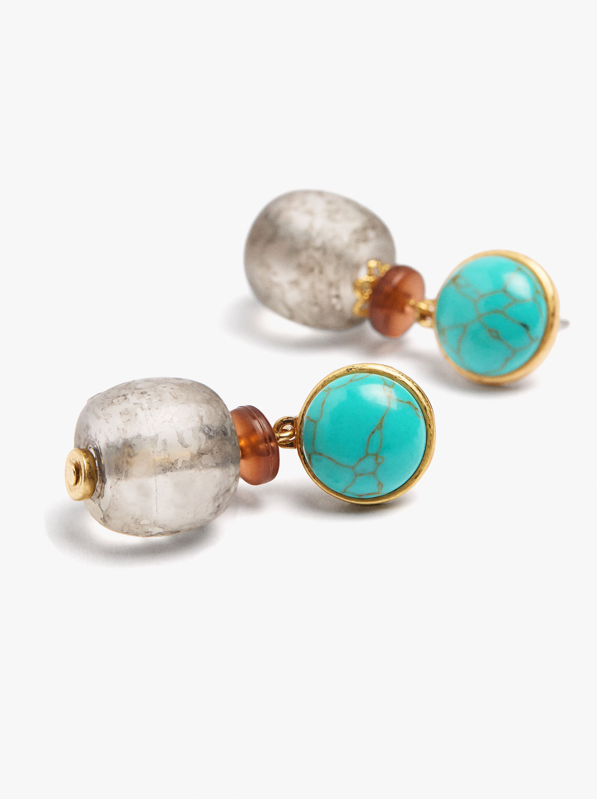 Pendientes Con Piedra Y Cuenta De Vidrio