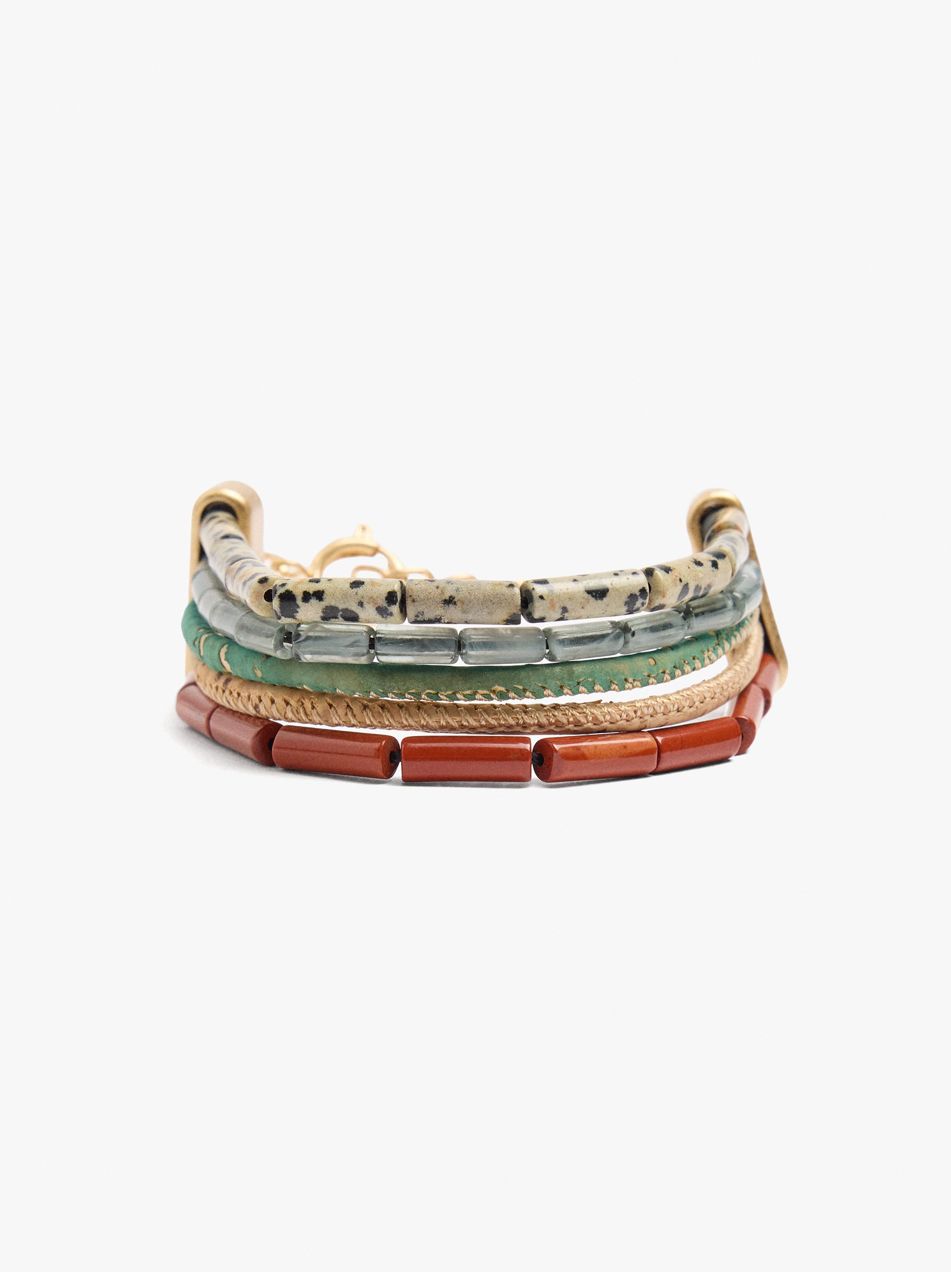Multipulsera Con Cuentas De Piedra