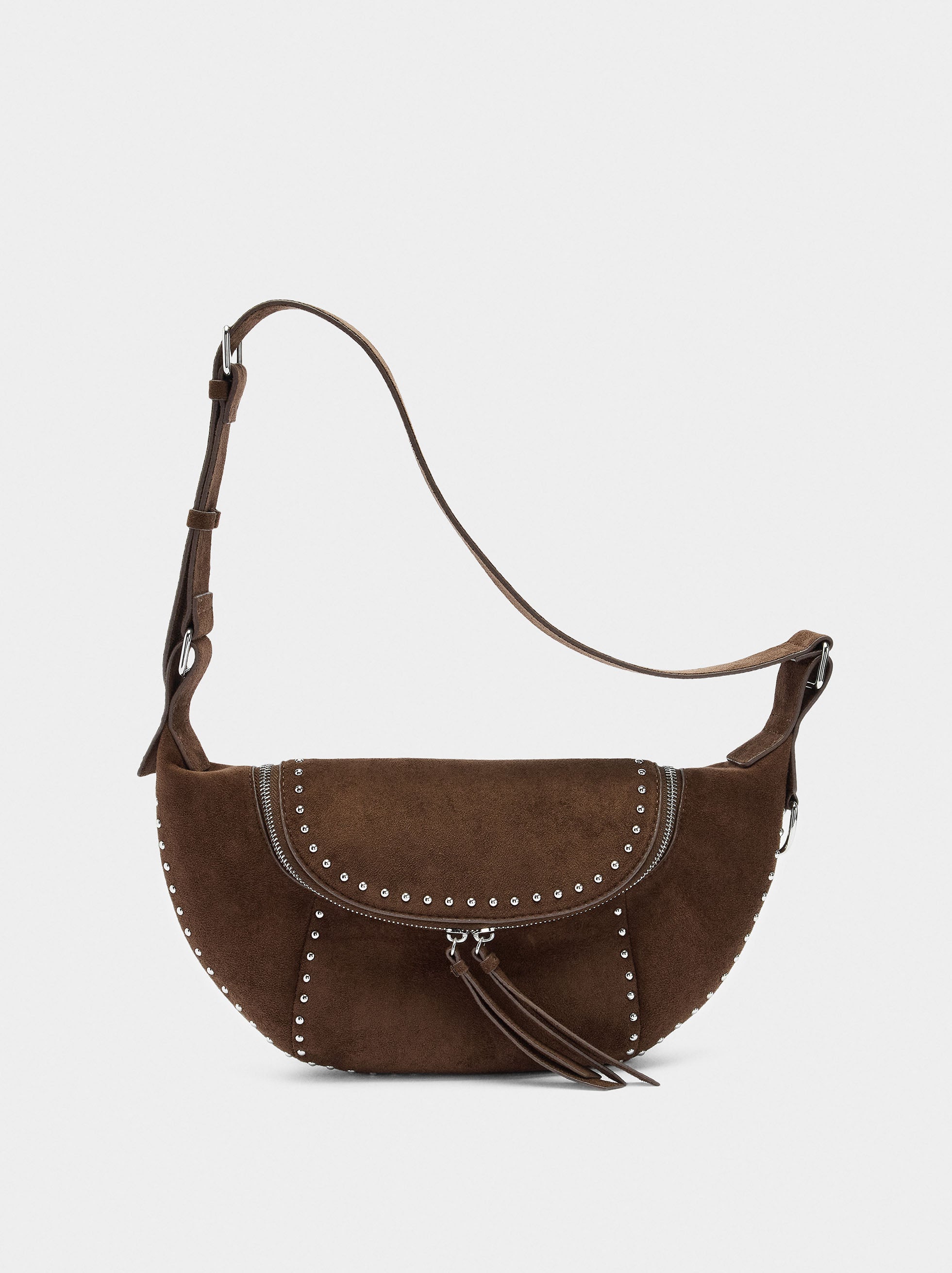 Bolso Bandolera Efecto Piel Con Tachuelas