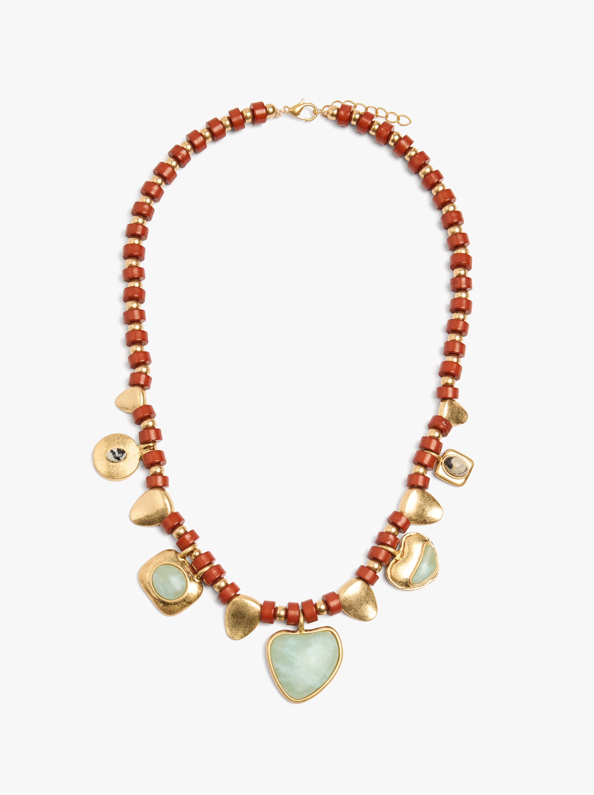 Collar Corto Con Colgantes De Piedras