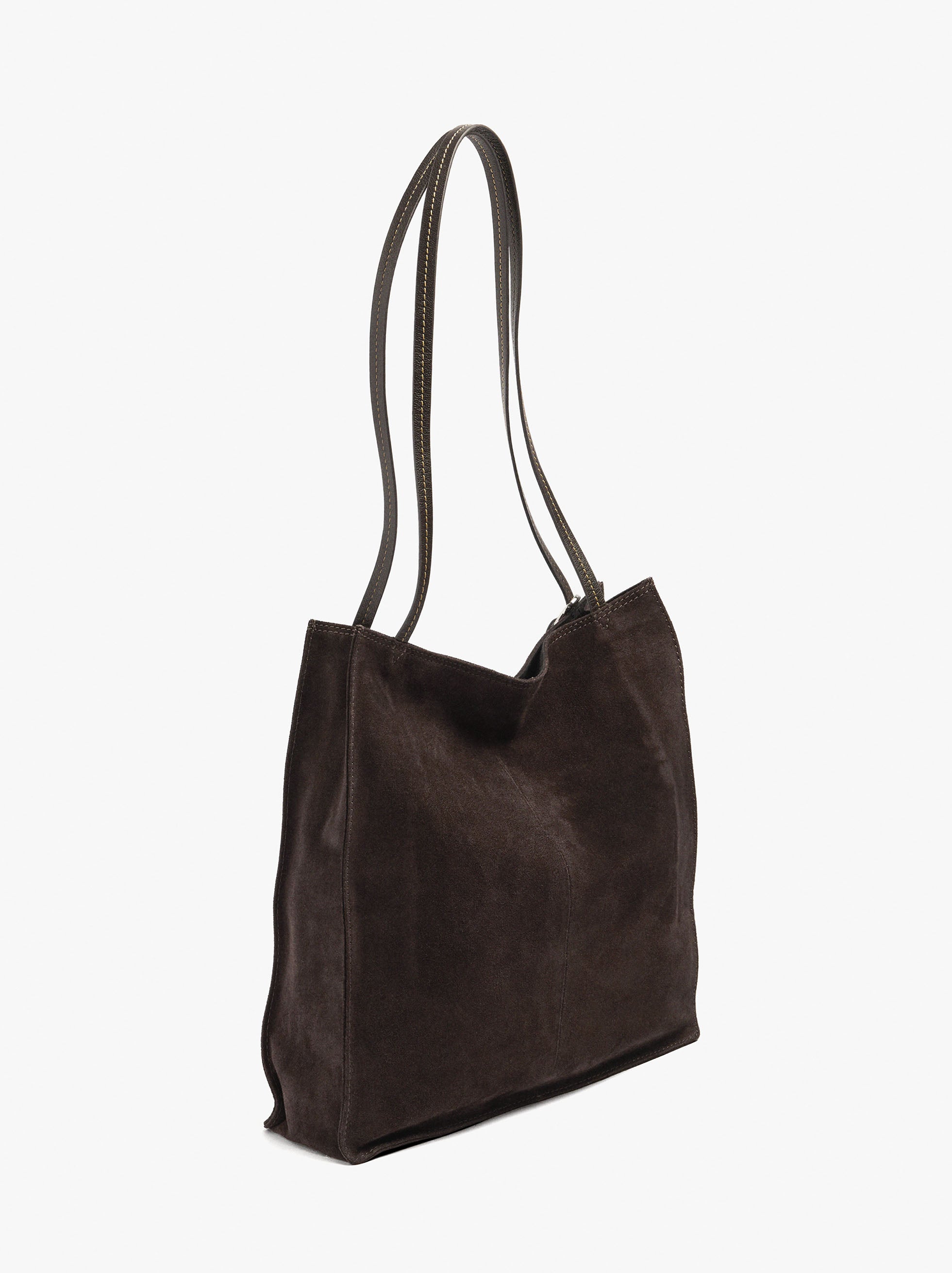 Bolso Shopper Rectangular Con Piel