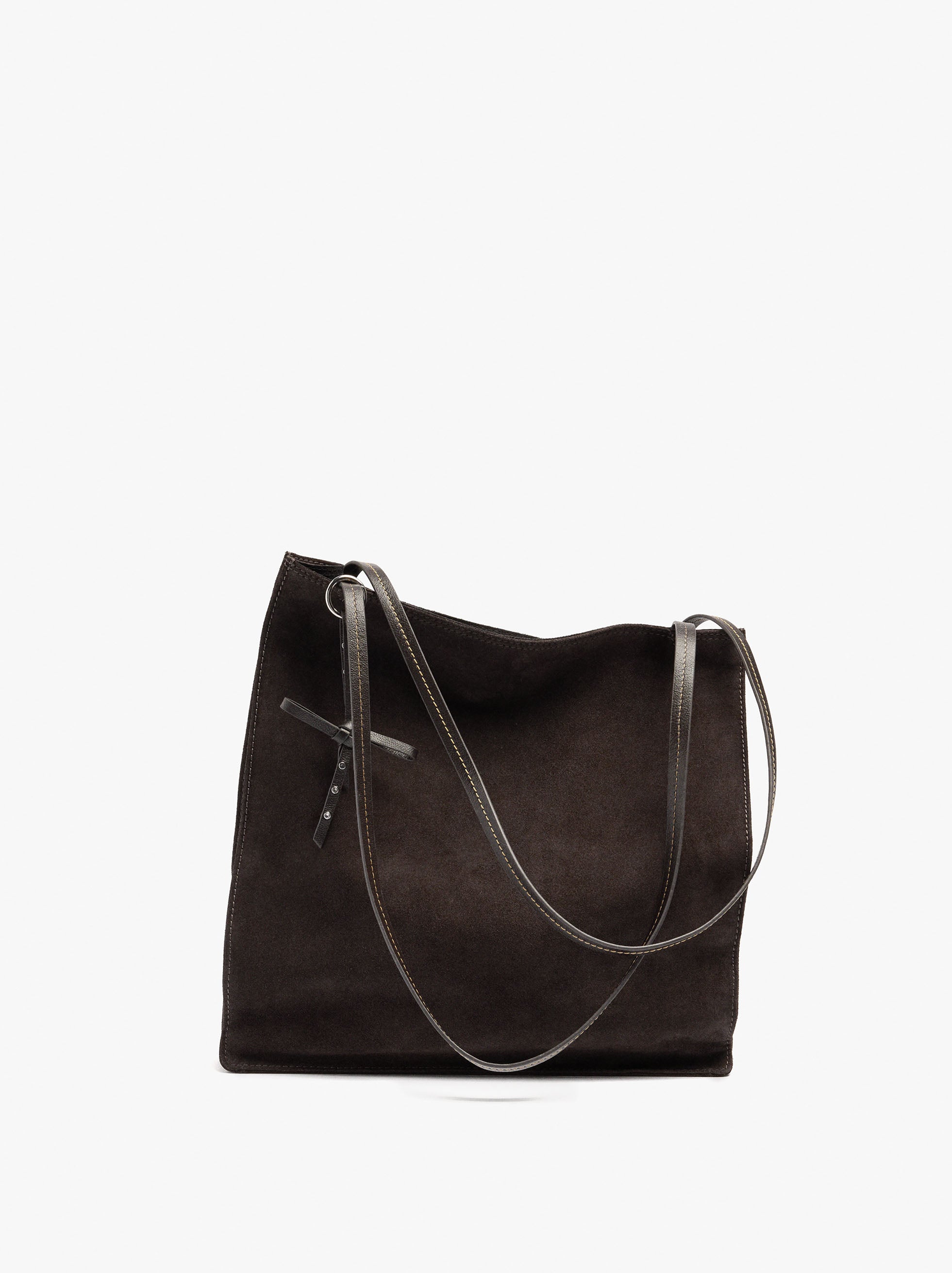 Bolso Shopper Rectangular Con Piel