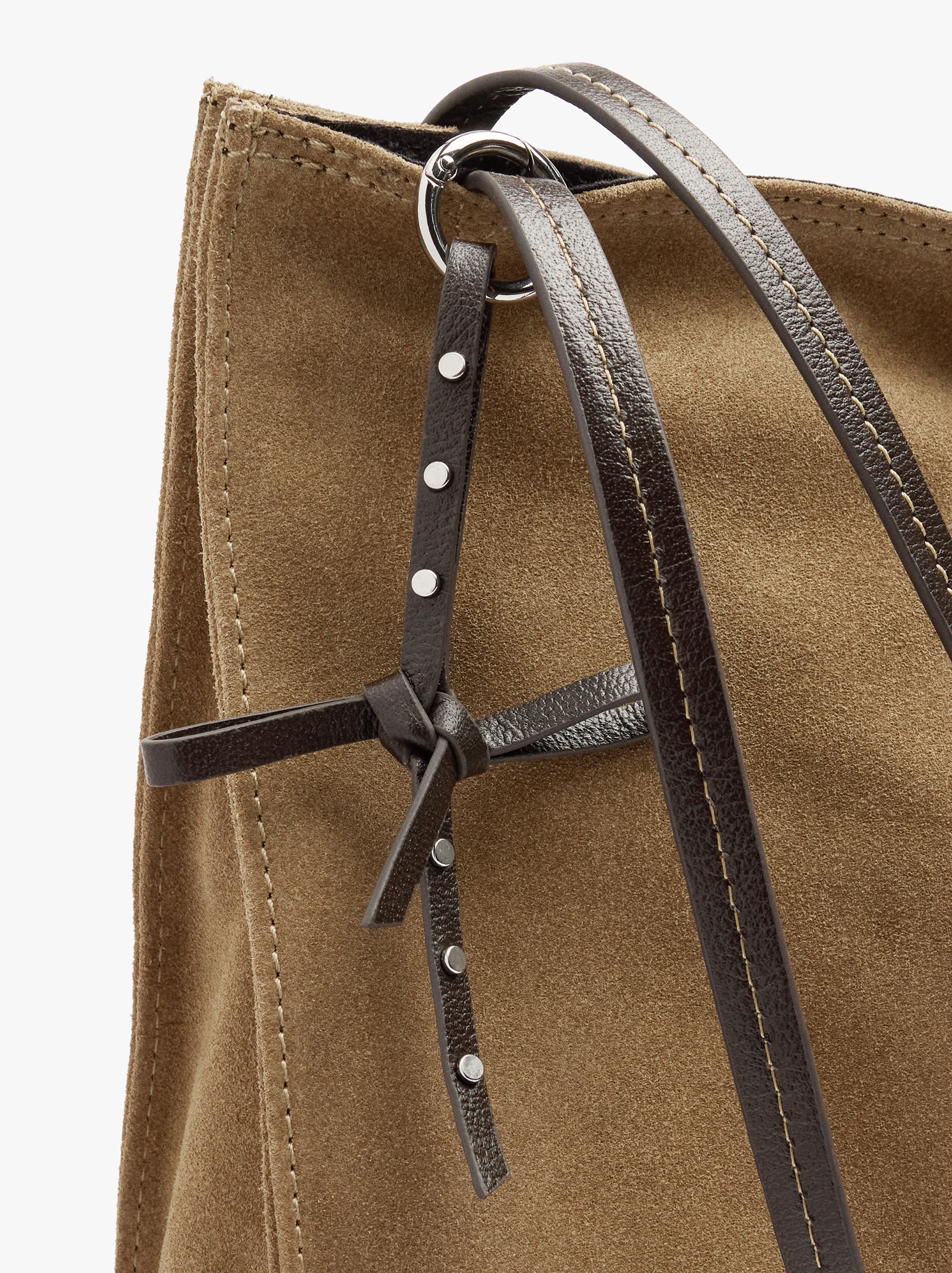 Bolso Shopper Rectangular Con Piel