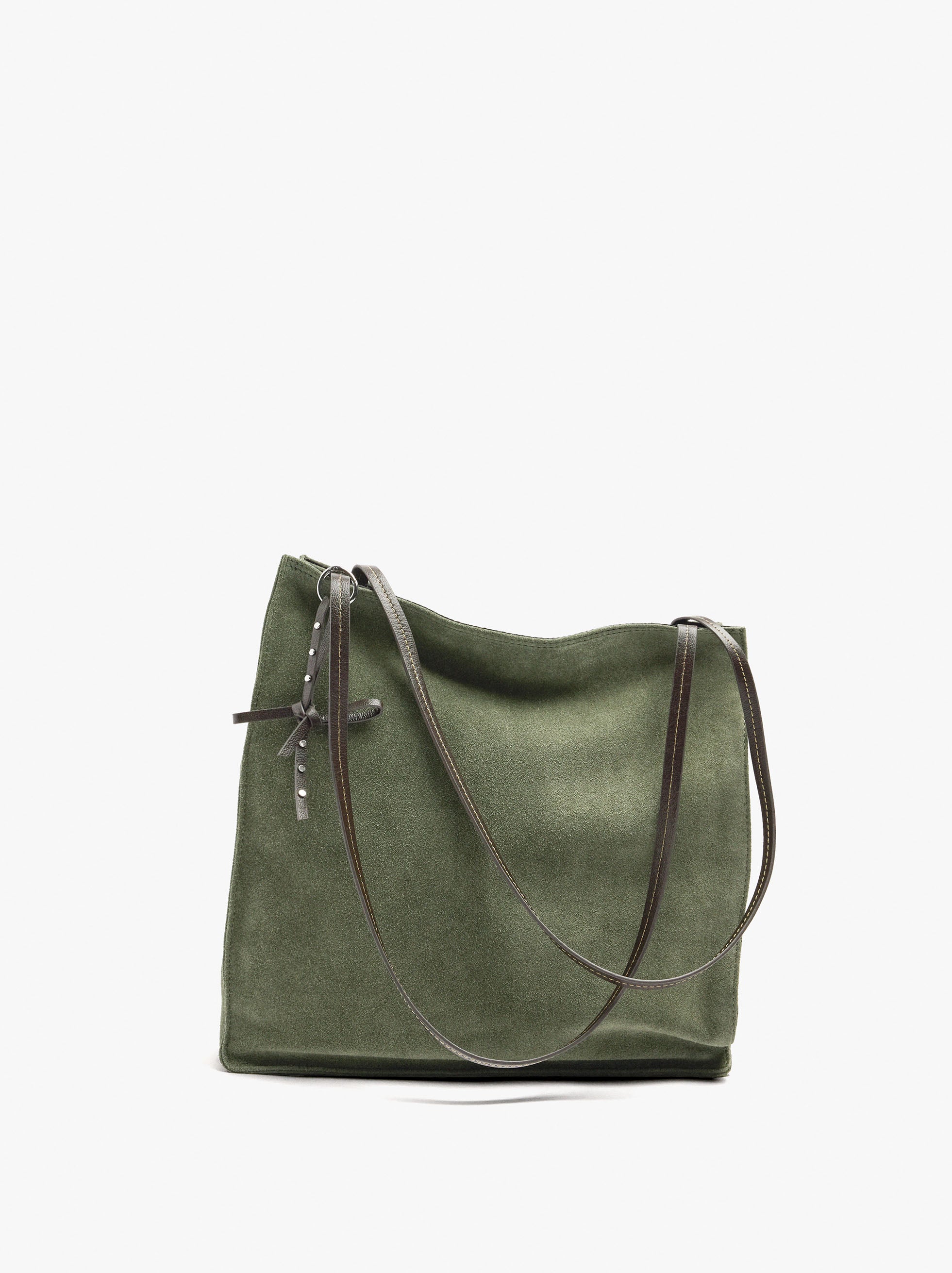Bolso Shopper Rectangular Con Piel