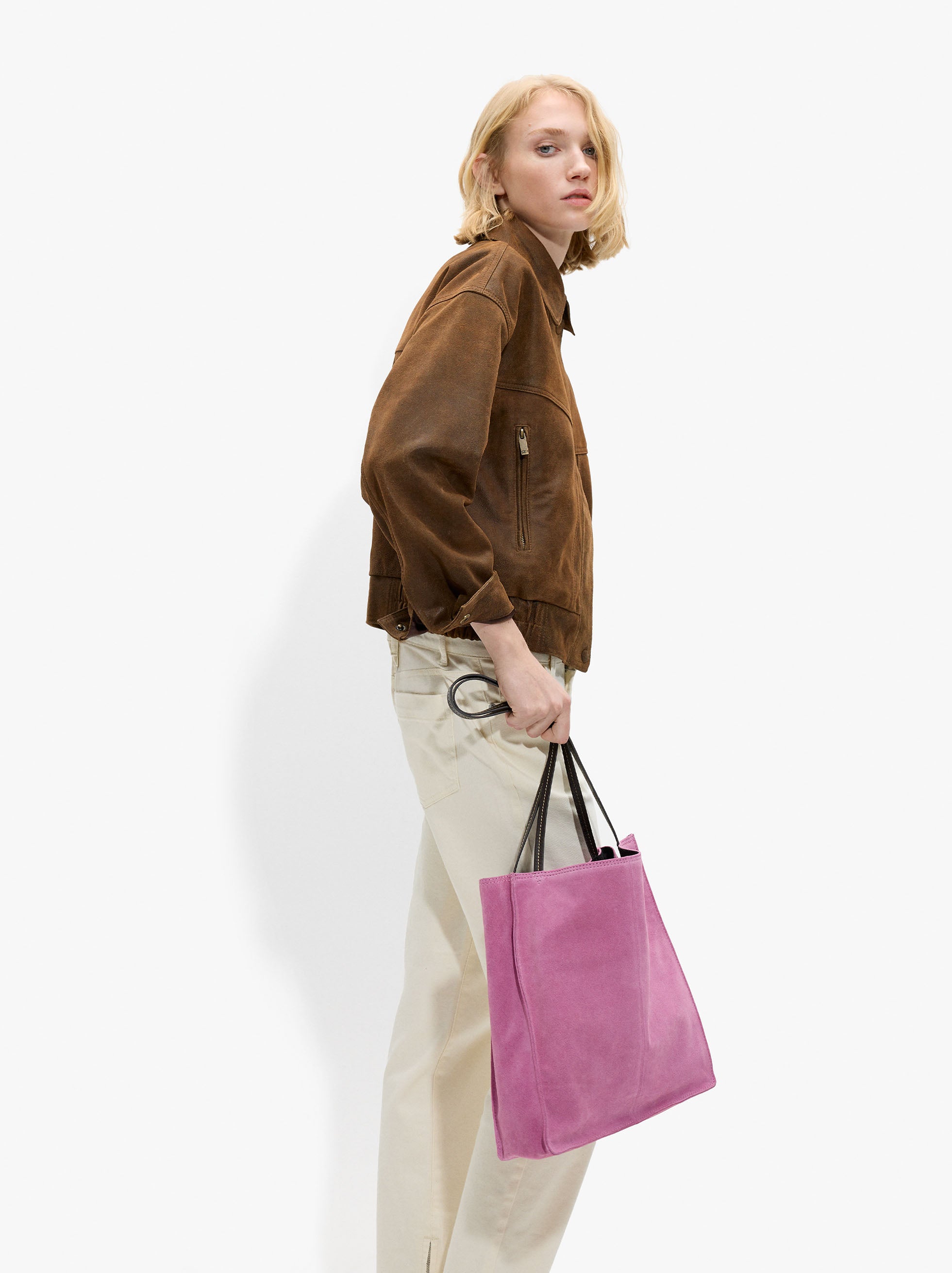 Bolso Shopper Rectangular Con Piel