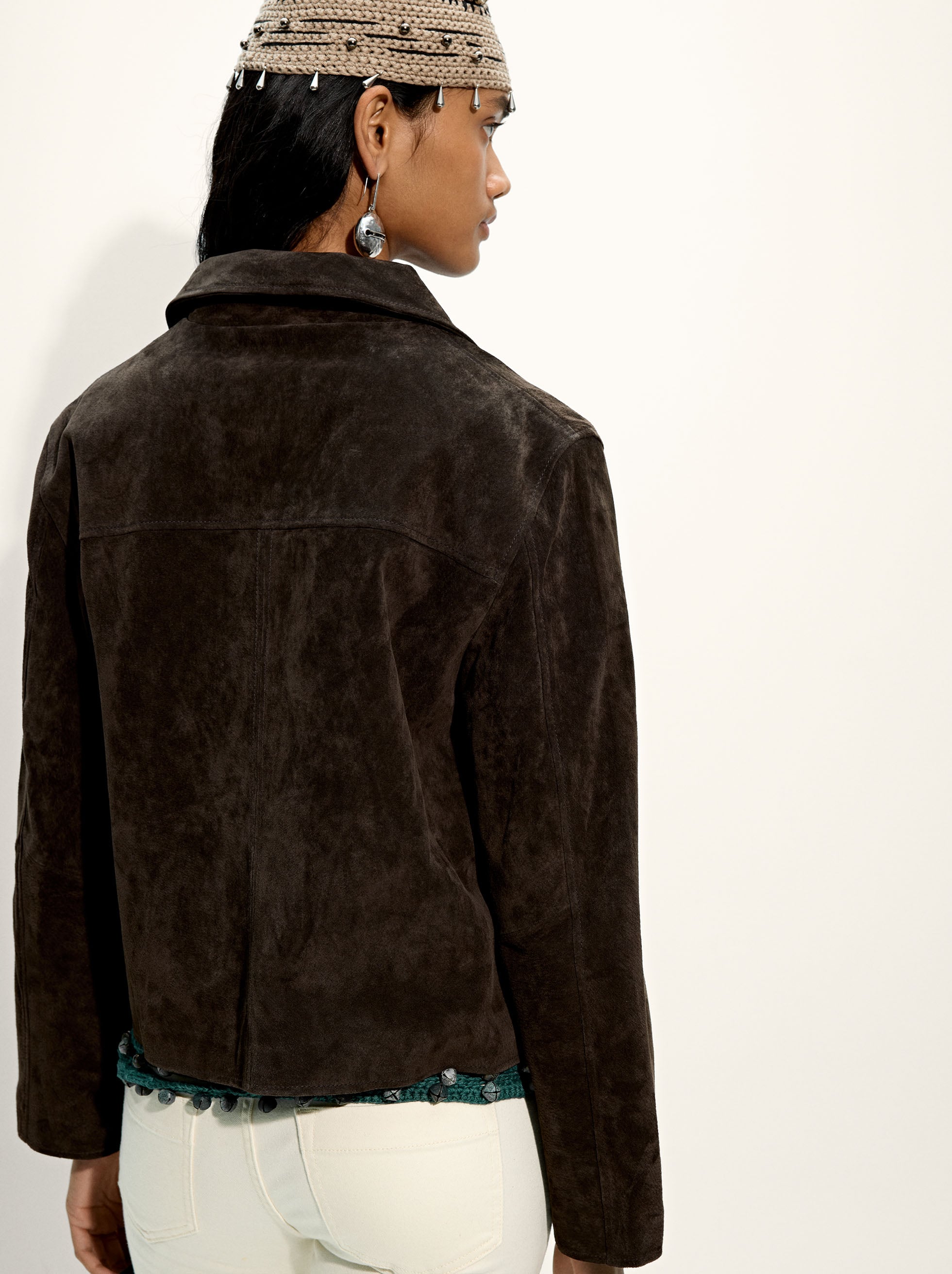 Chaqueta De Piel Con Bolsillo