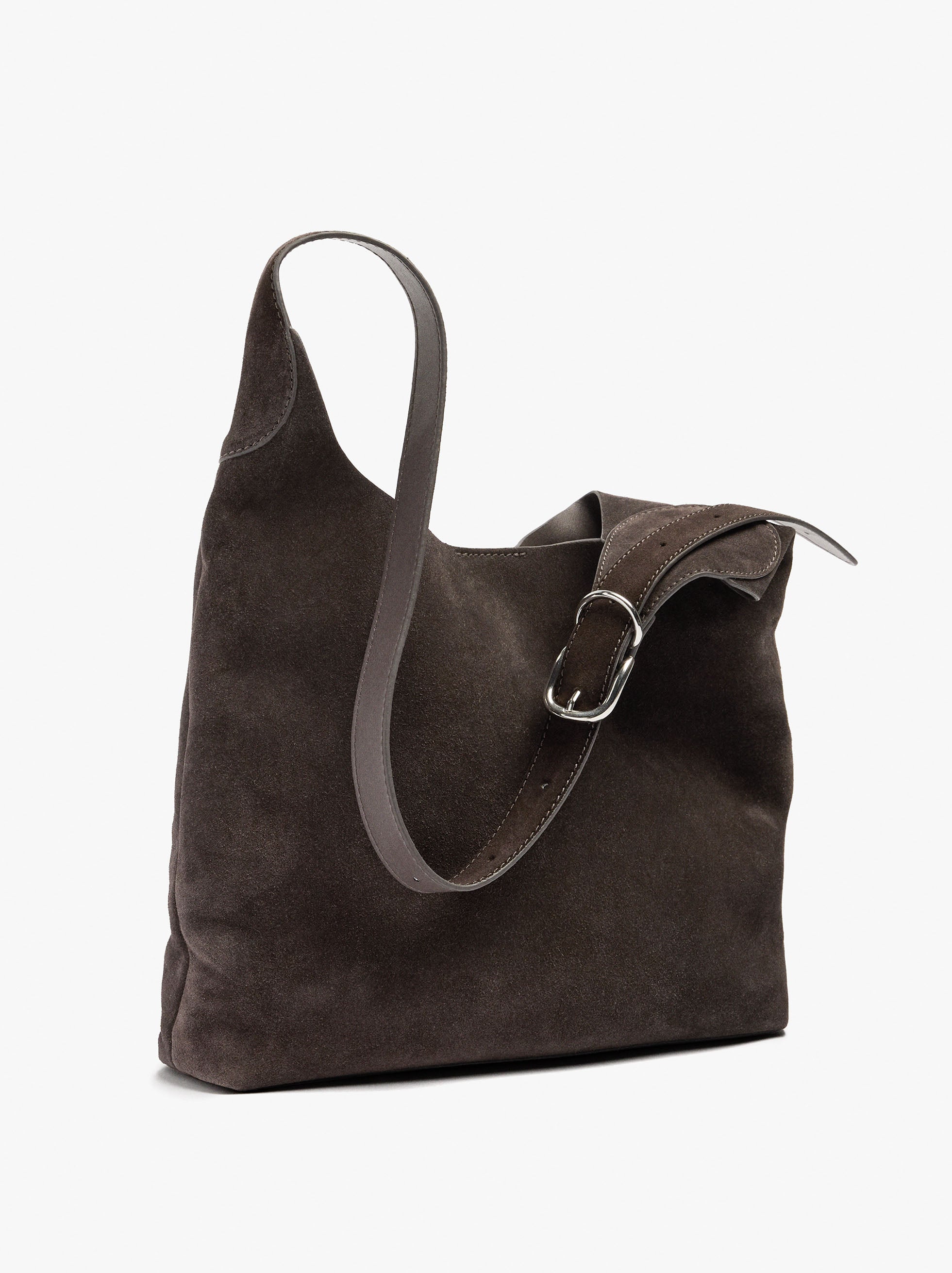 Bolso De Hombro De Piel Con Hebilla
