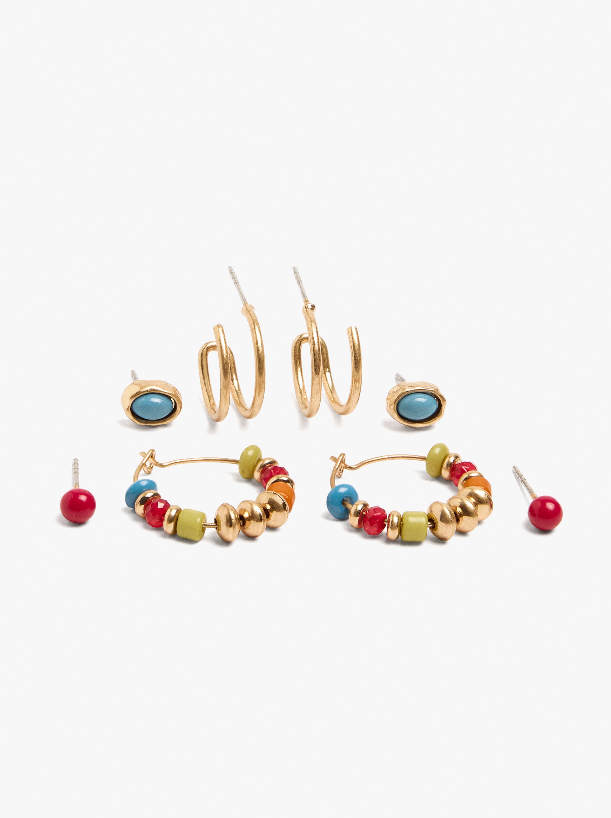 Set De Pendientes Cuentas Multicolor