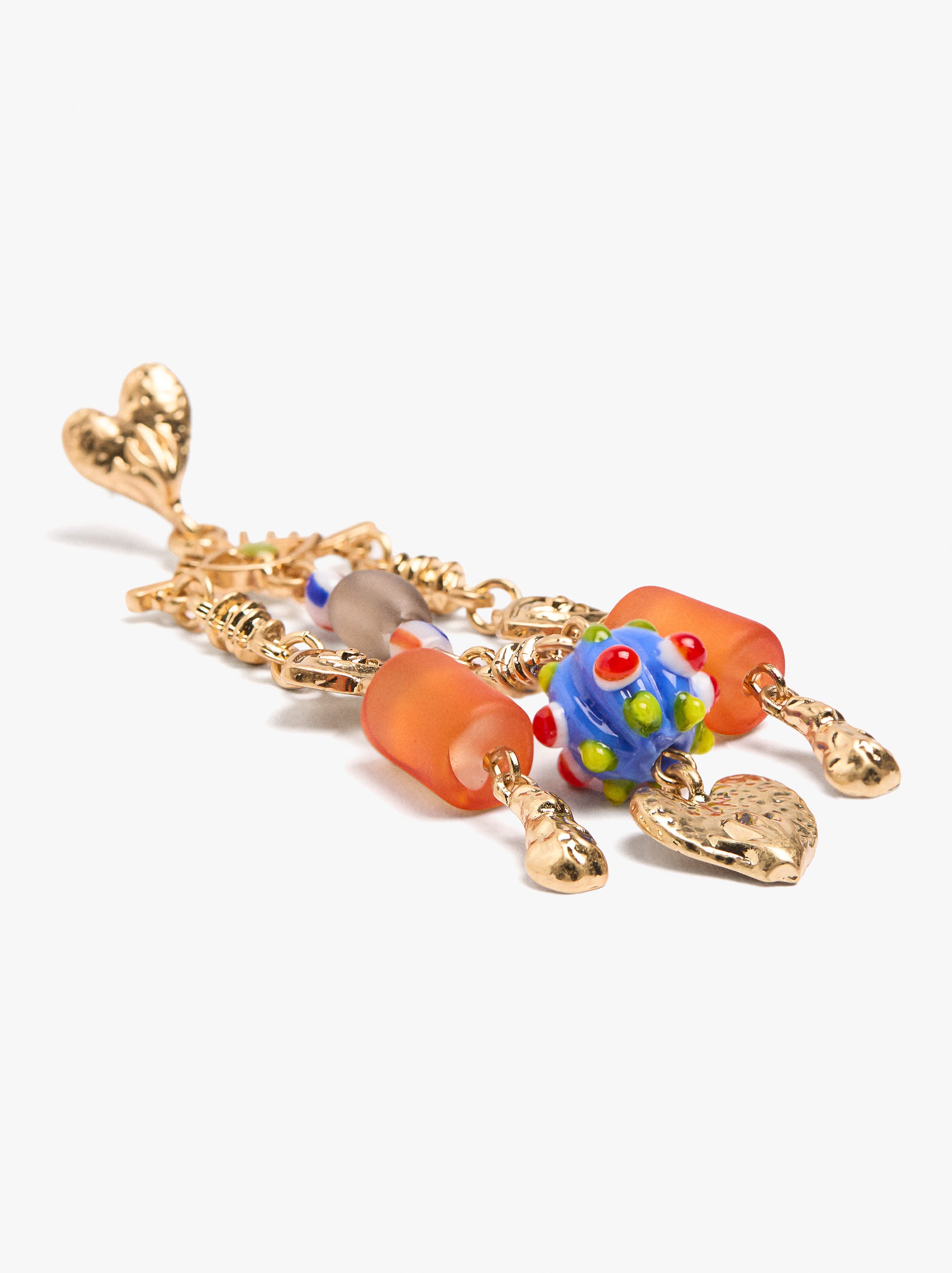 Pendientes Largos Cuentas Y Corazones