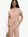 Camisa Cuello Mao A Rayas