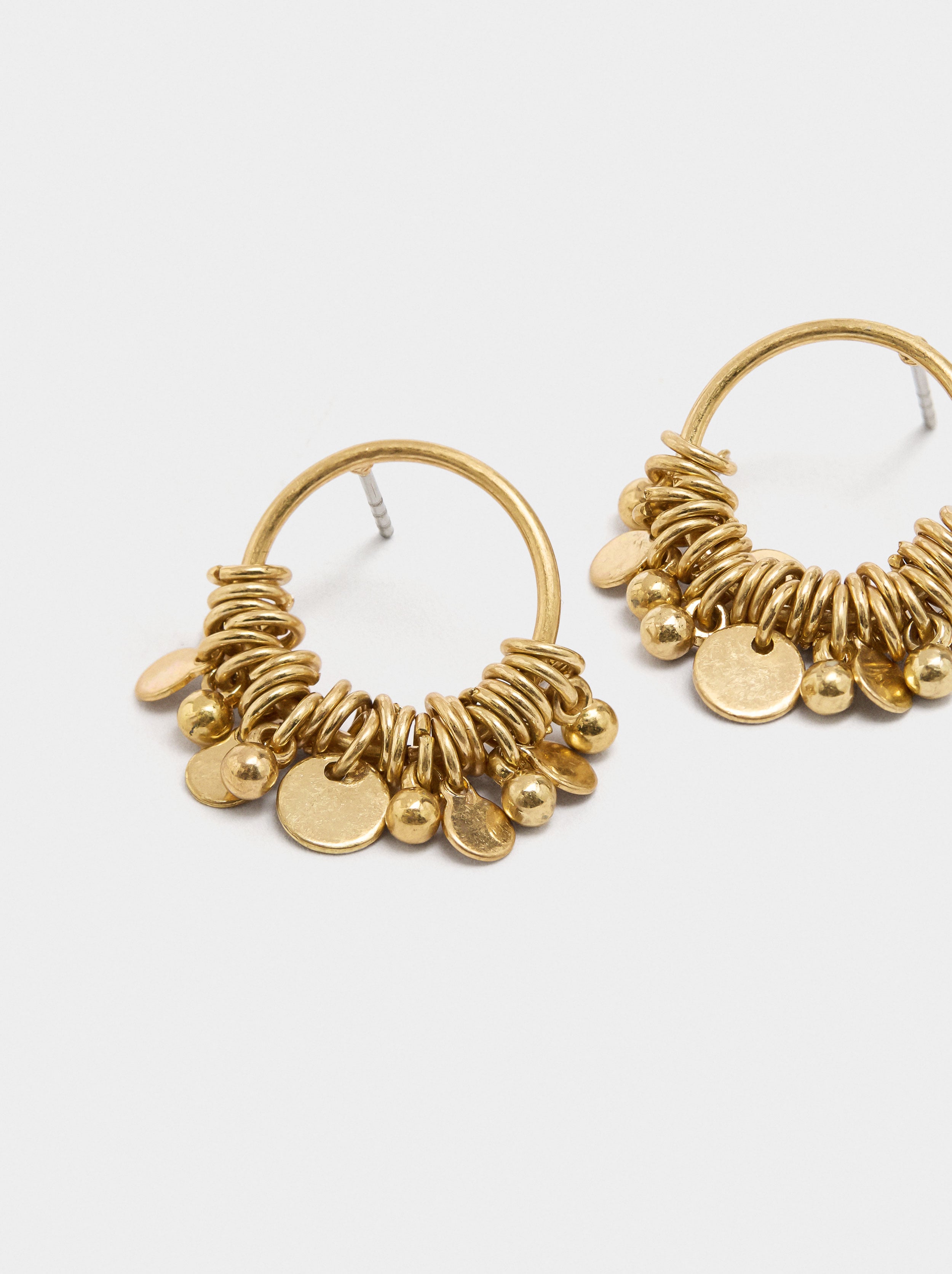 Pendientes Aros Con Medallas Y Esferas