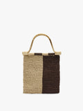 Bolso De Mano Bicolor Efecto Rafia Con Bambú