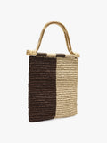 Bolso De Mano Bicolor Efecto Rafia Con Bambú