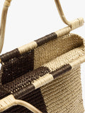 Bolso De Mano Bicolor Efecto Rafia Con Bambú