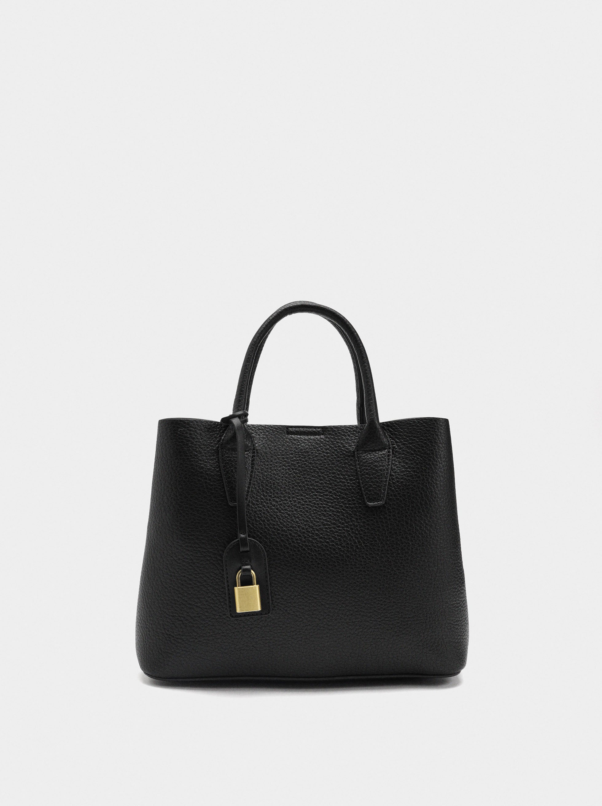 Bolso Tote Con Textura Y Colgante