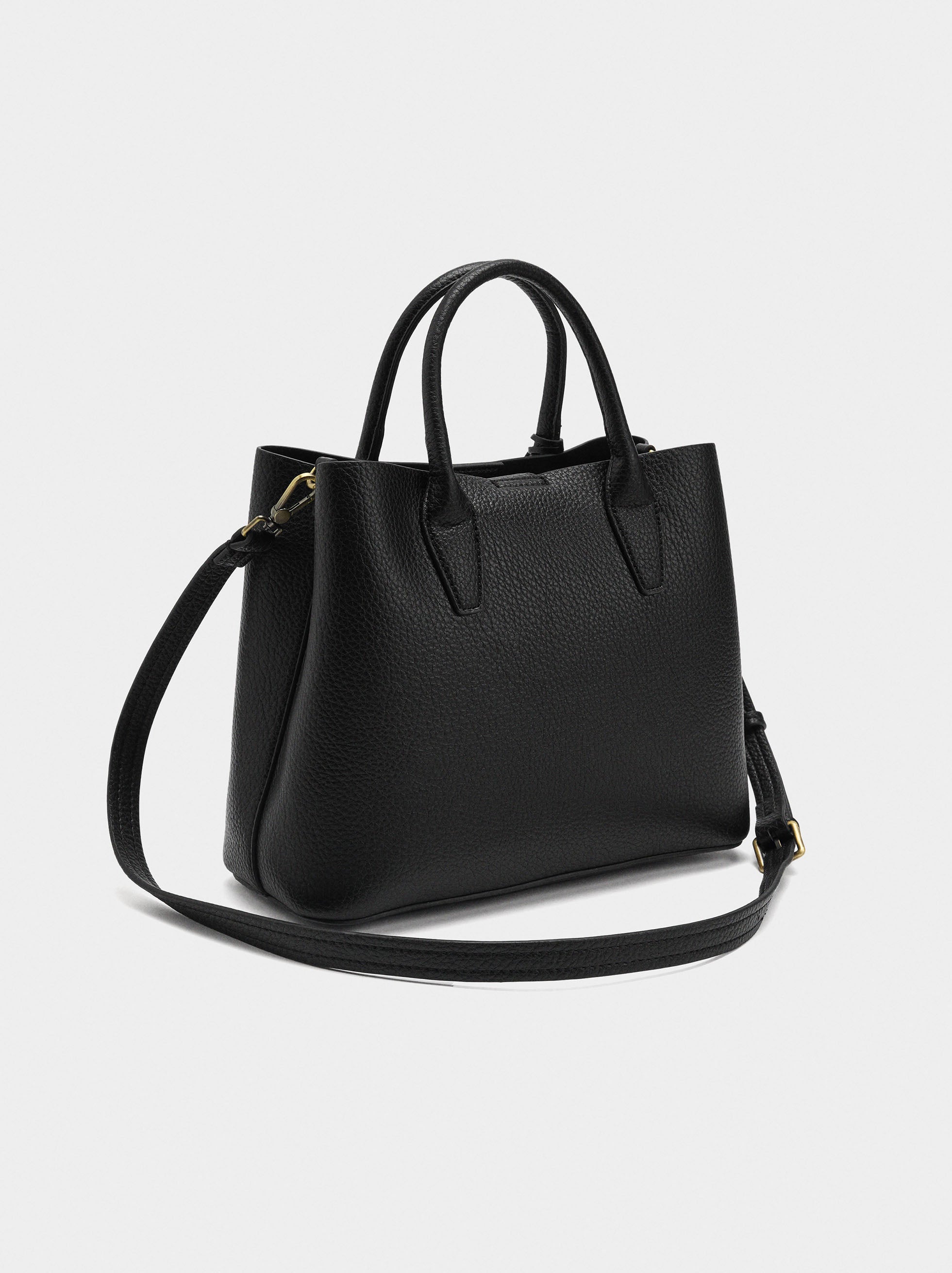 Bolso Tote Con Textura Y Colgante