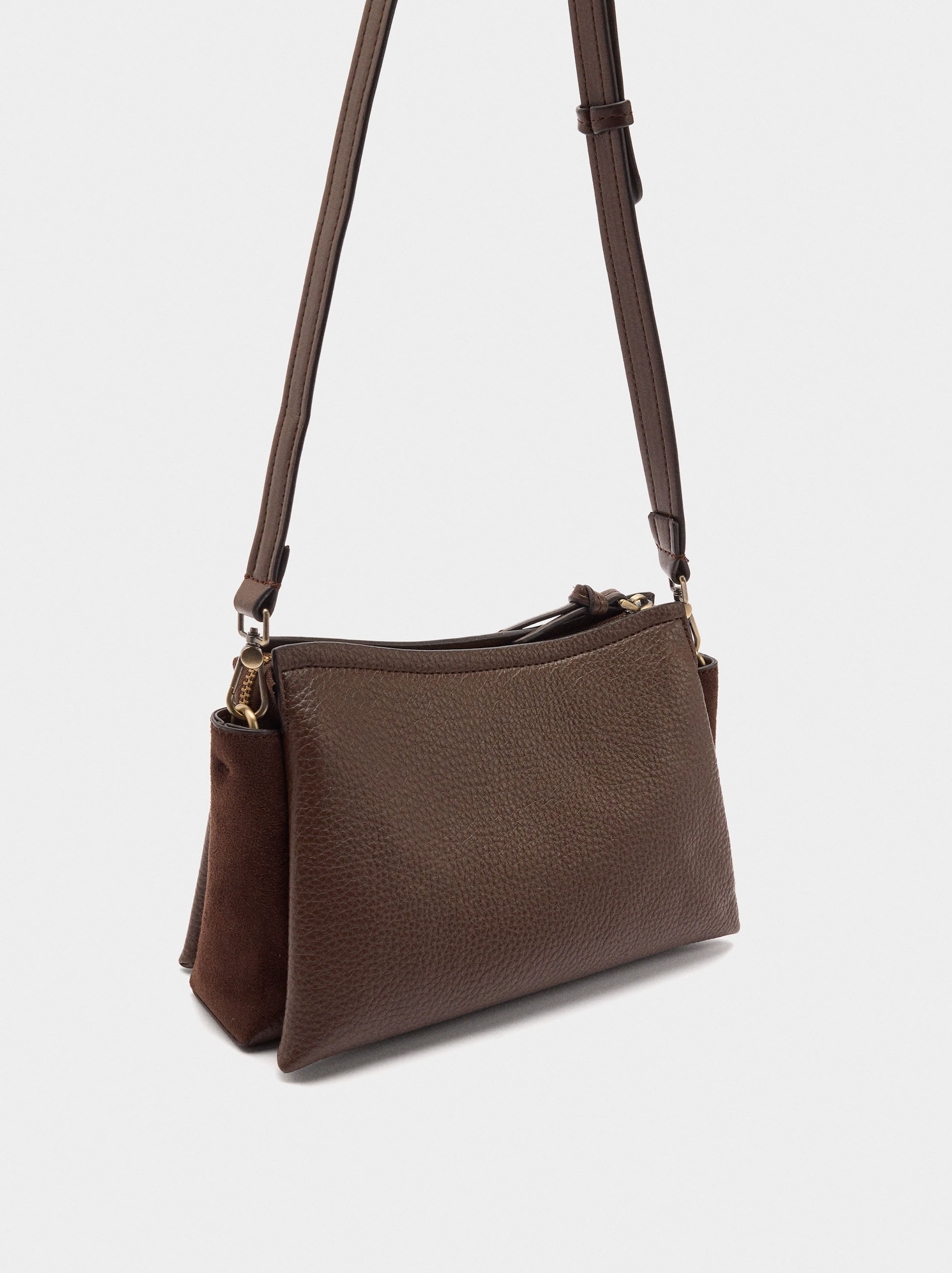 Bolso Bandolera Con Textura Efecto Piel