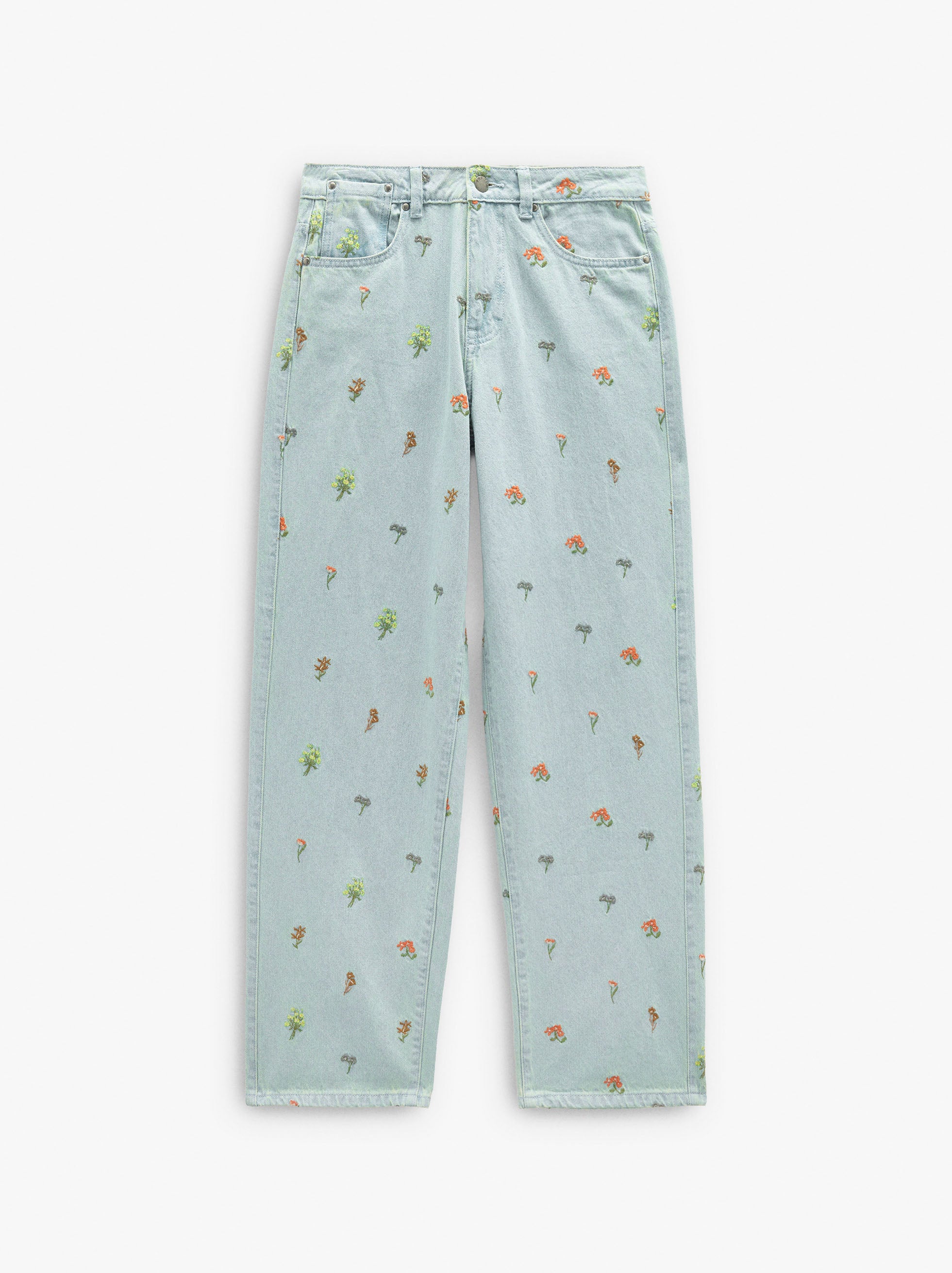 Pantalón Vaquero Con Bordados 100% Algodón