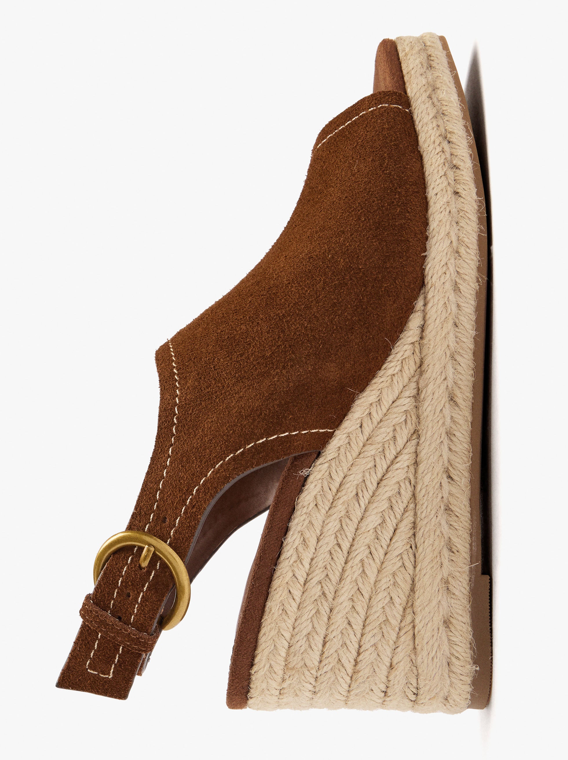 Sandalias De Piel Con Cuña De Yute