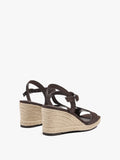 Sandalias De Piel T-Bar Con Cuña