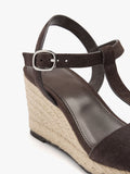 Sandalias De Piel T-Bar Con Cuña