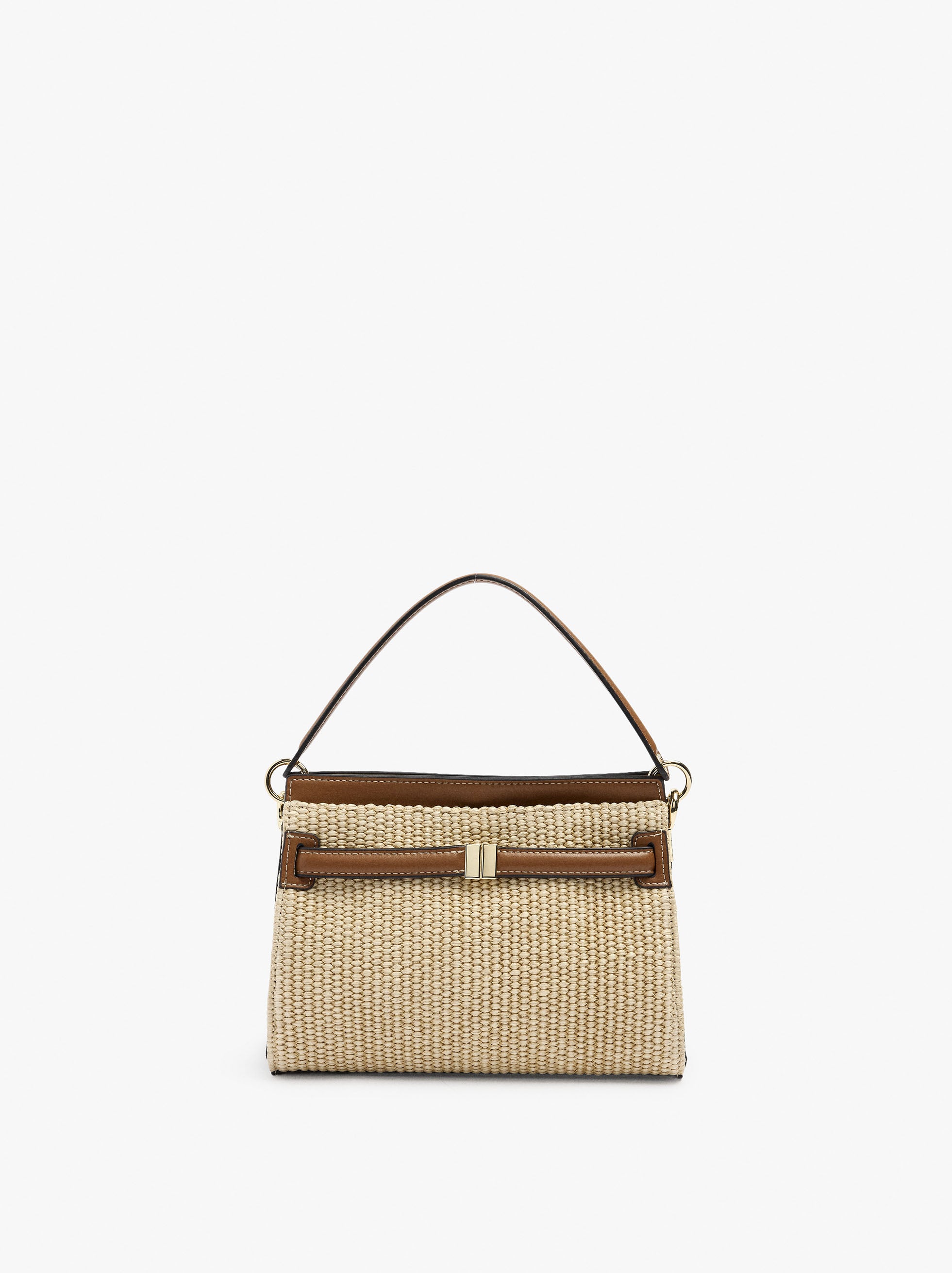 Bolso De Mano Efecto Rafia Con Bandolera