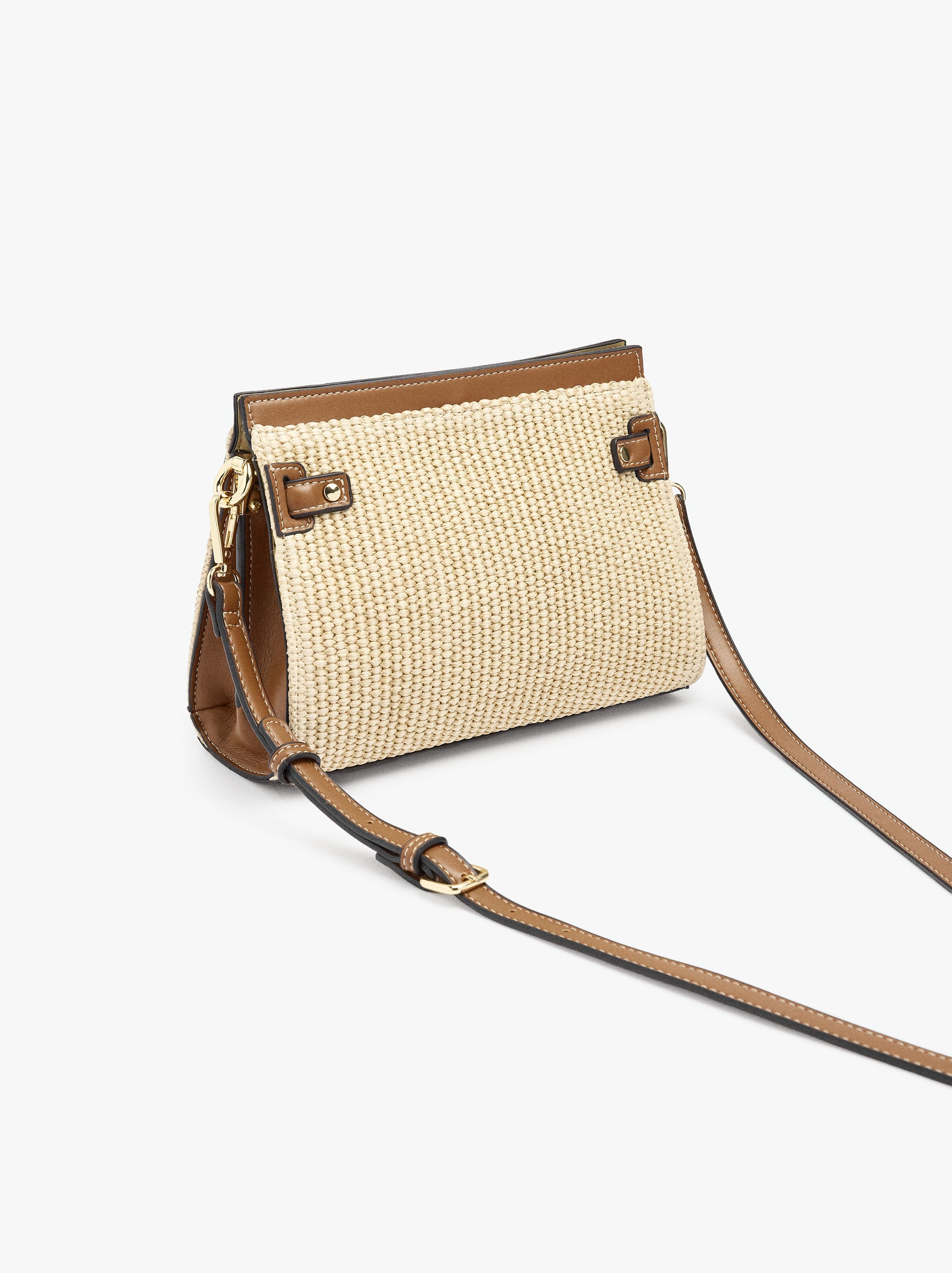Bolso De Mano Efecto Rafia Con Bandolera