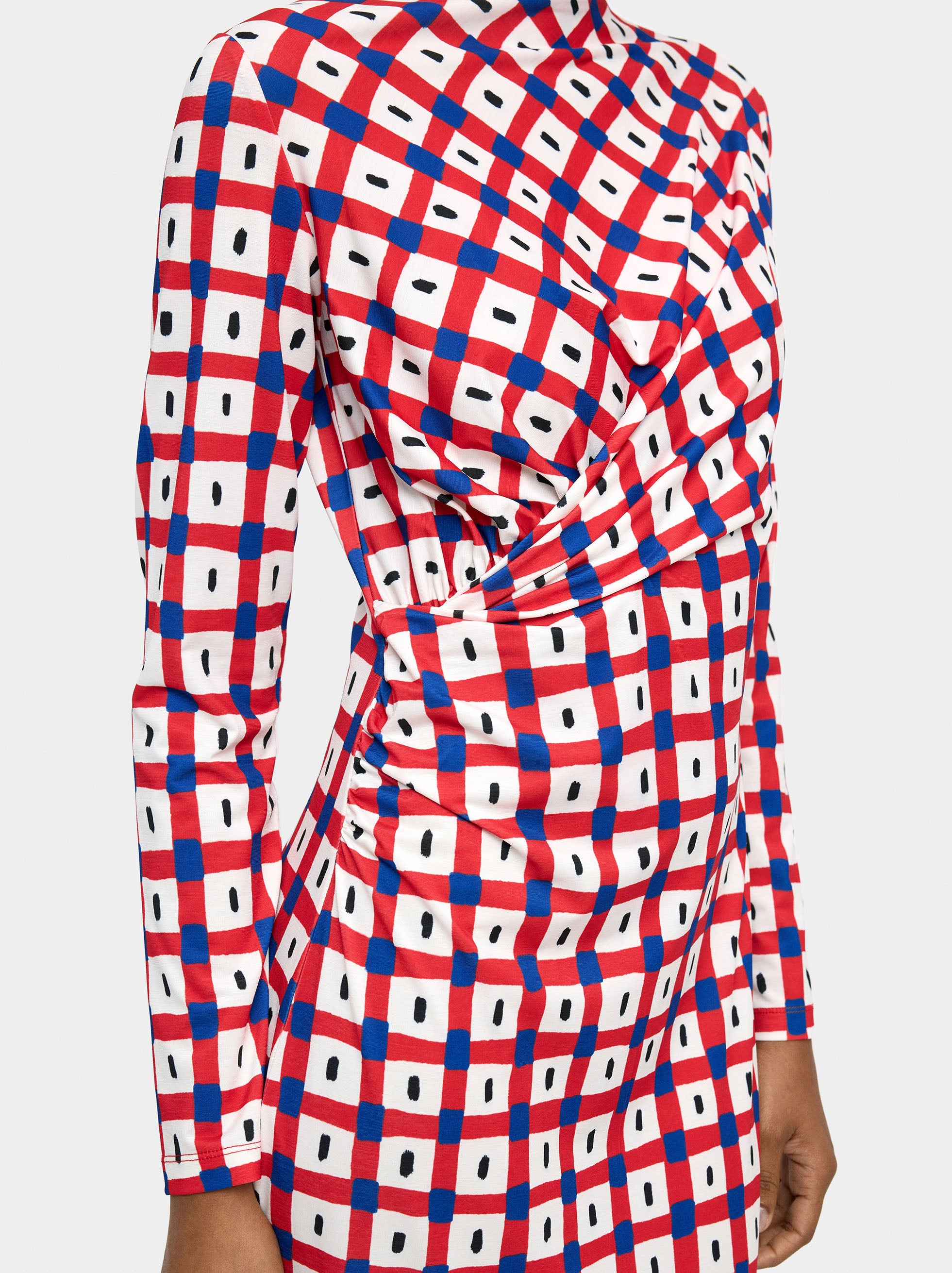 Vestido Drapeado A Cuadros
