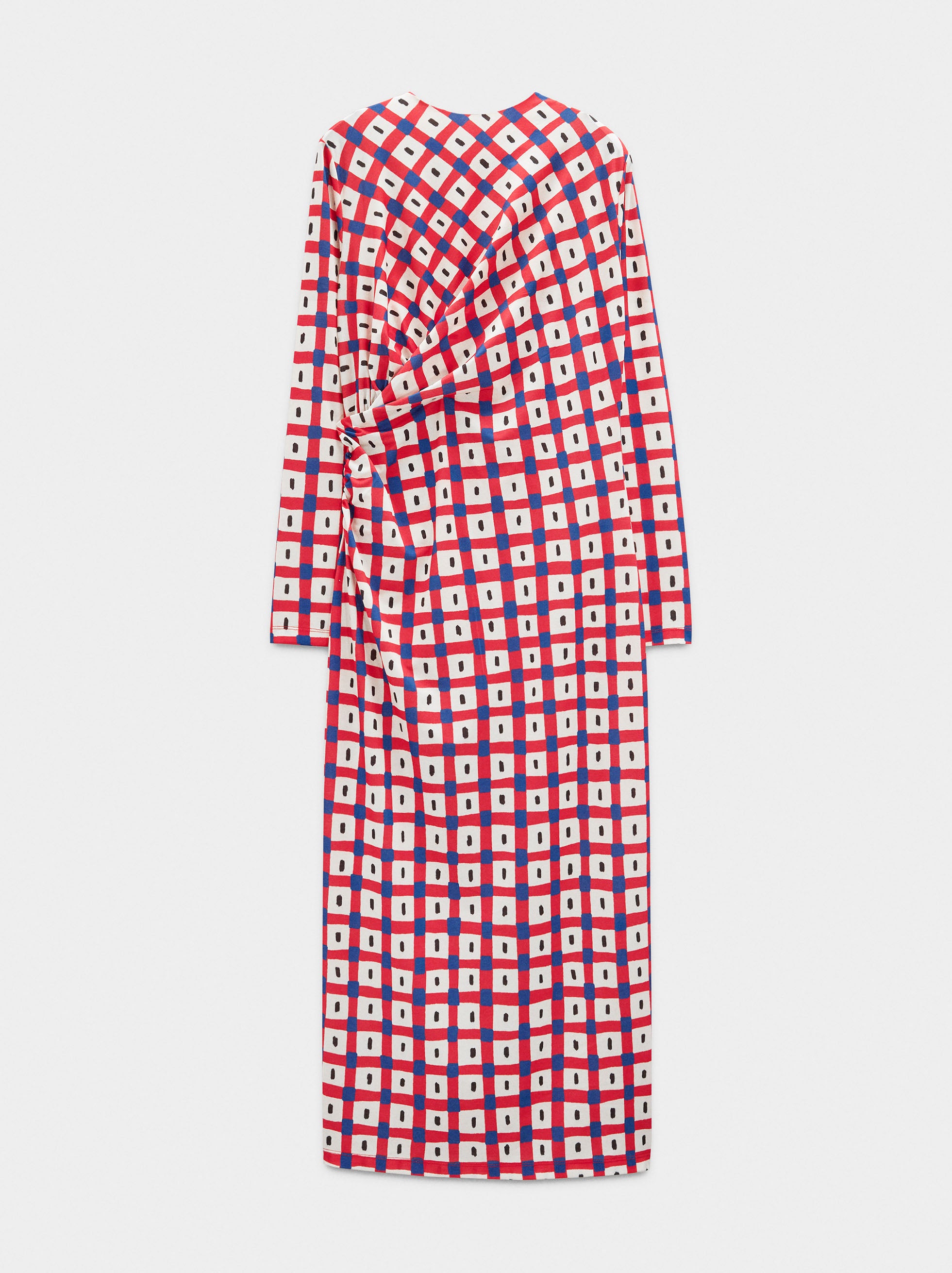 Vestido Drapeado A Cuadros