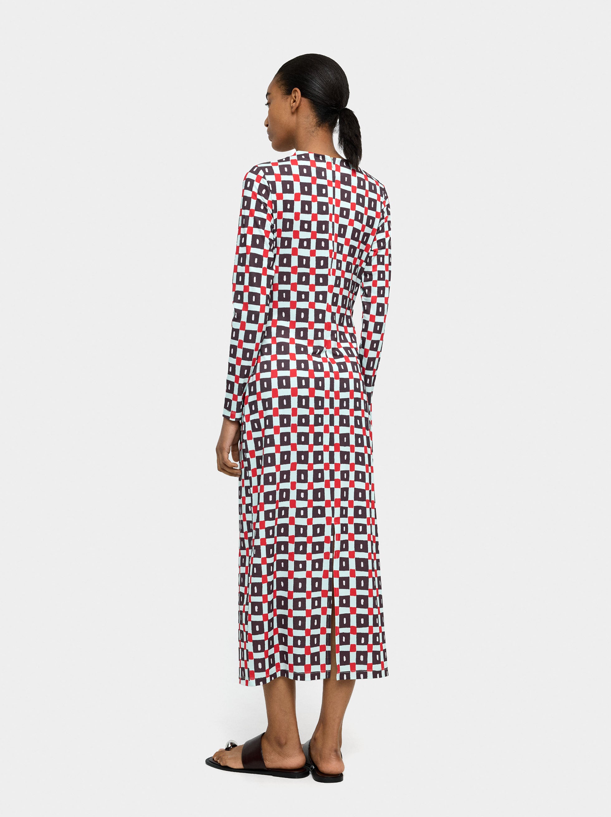 Vestido Drapeado A Cuadros