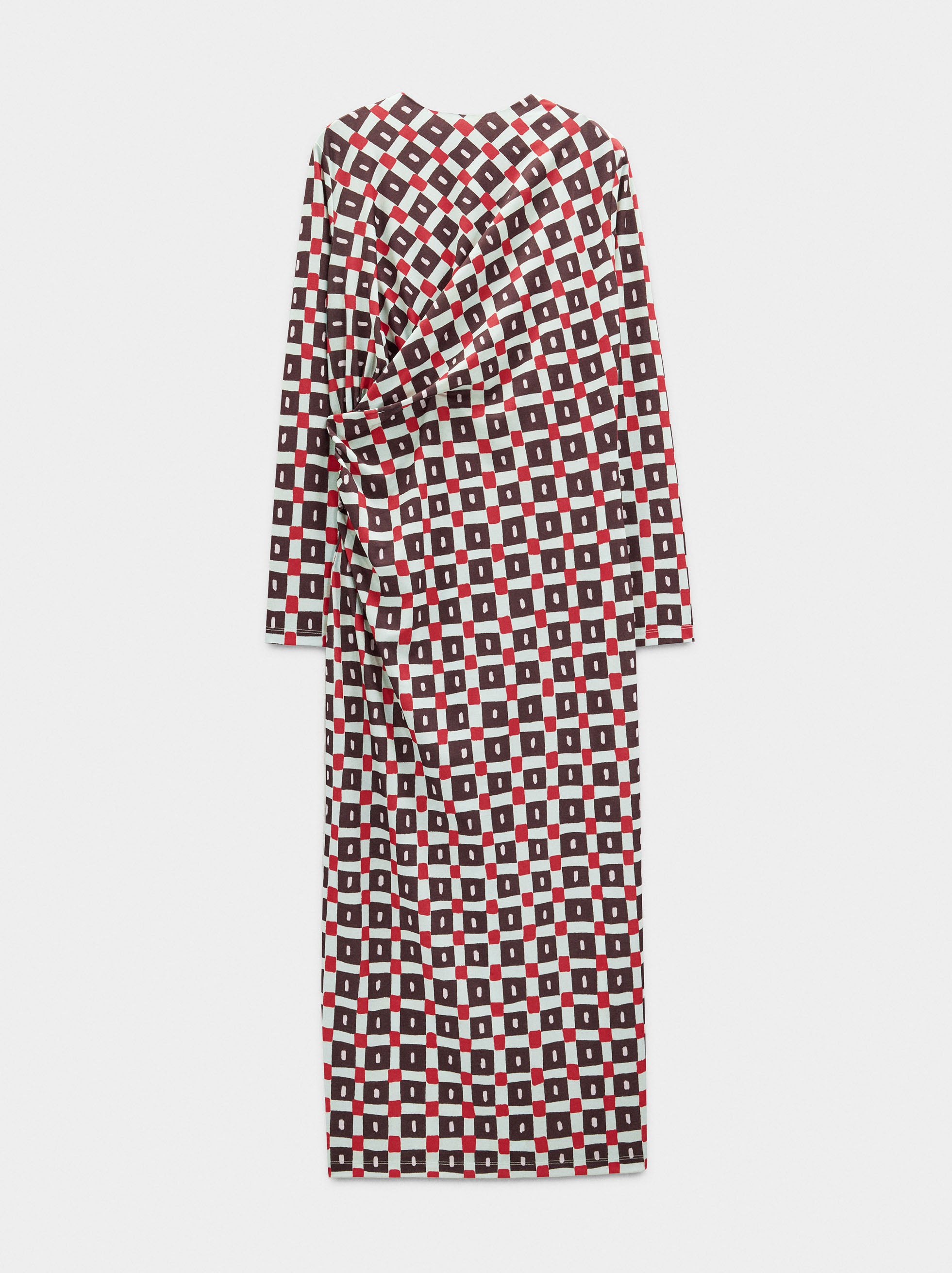 Vestido Drapeado A Cuadros