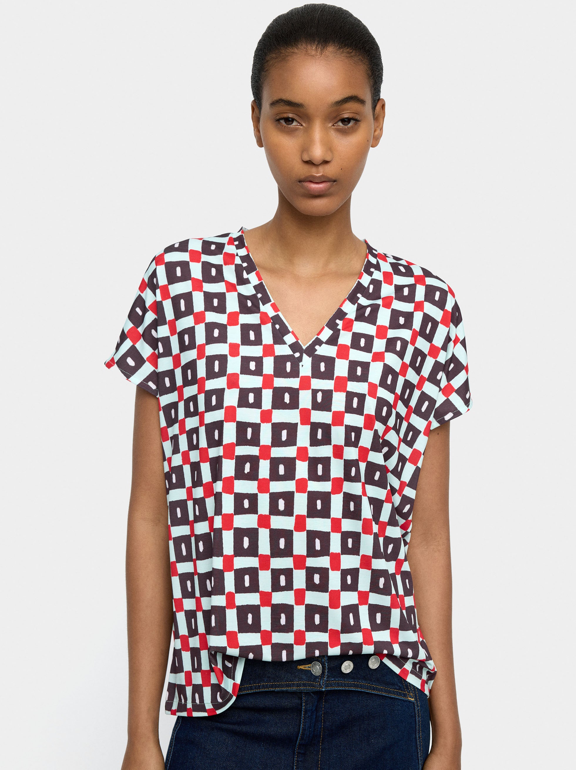 Blusa Estampada A Cuadros