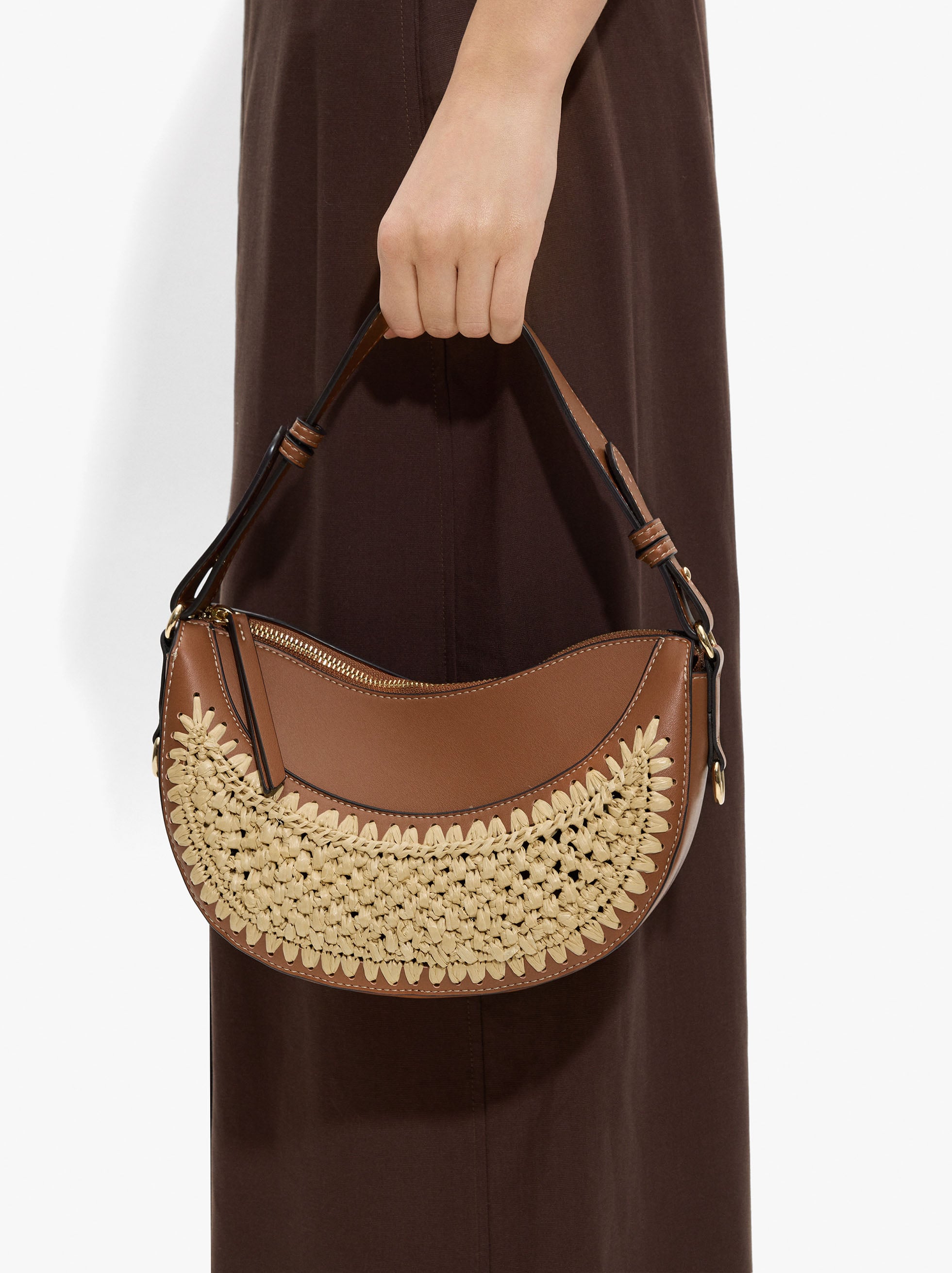 Bolso De Mano Con Detalle Efecto Rafia