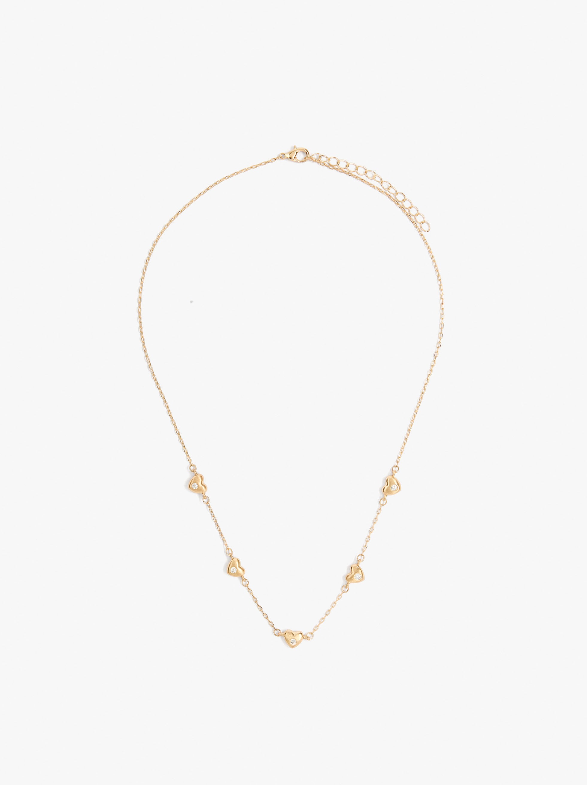 Collar Con Corazones Y Circonitas