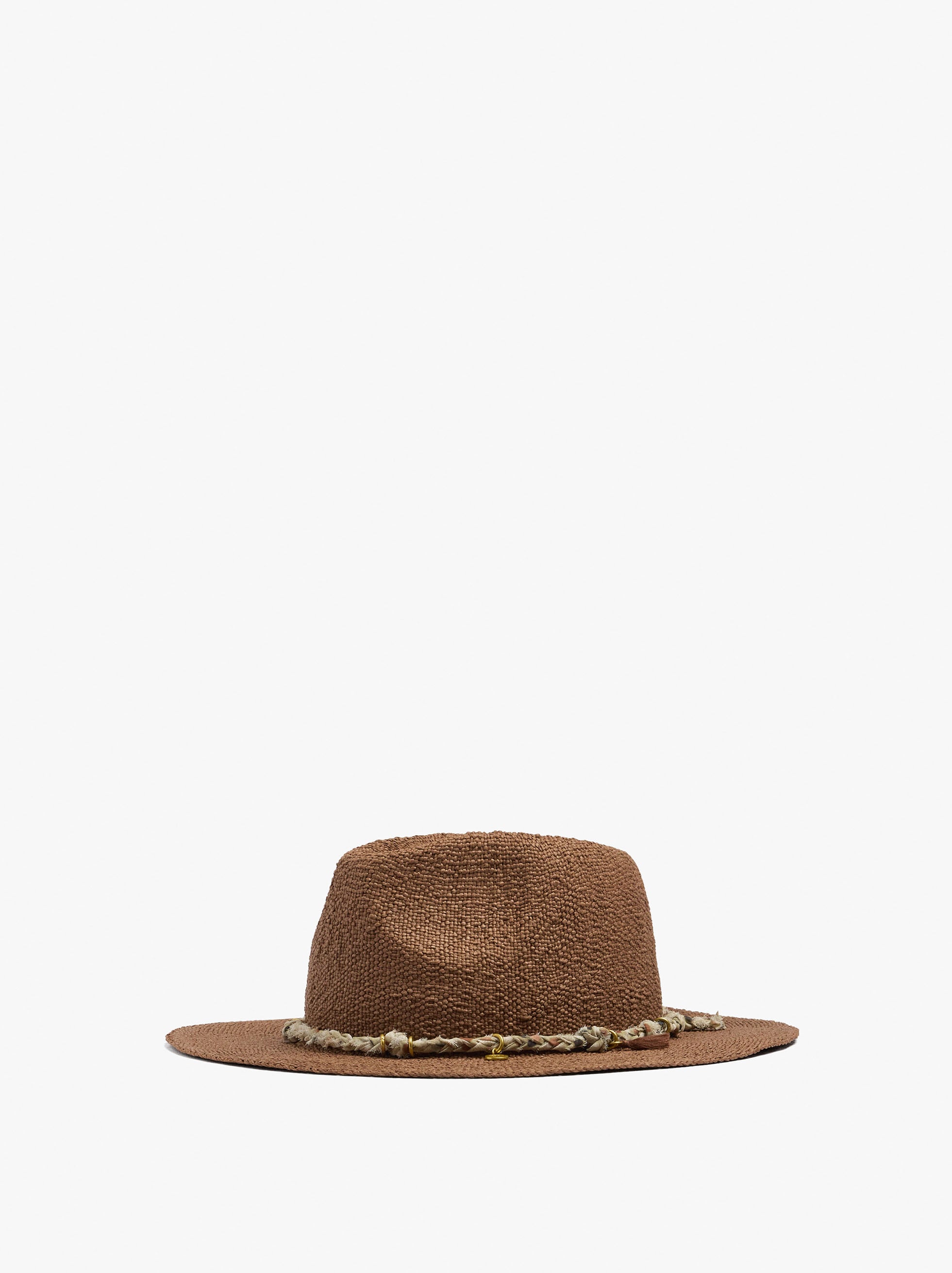 Sombrero Efecto Rafia Con Cordón Y Charms