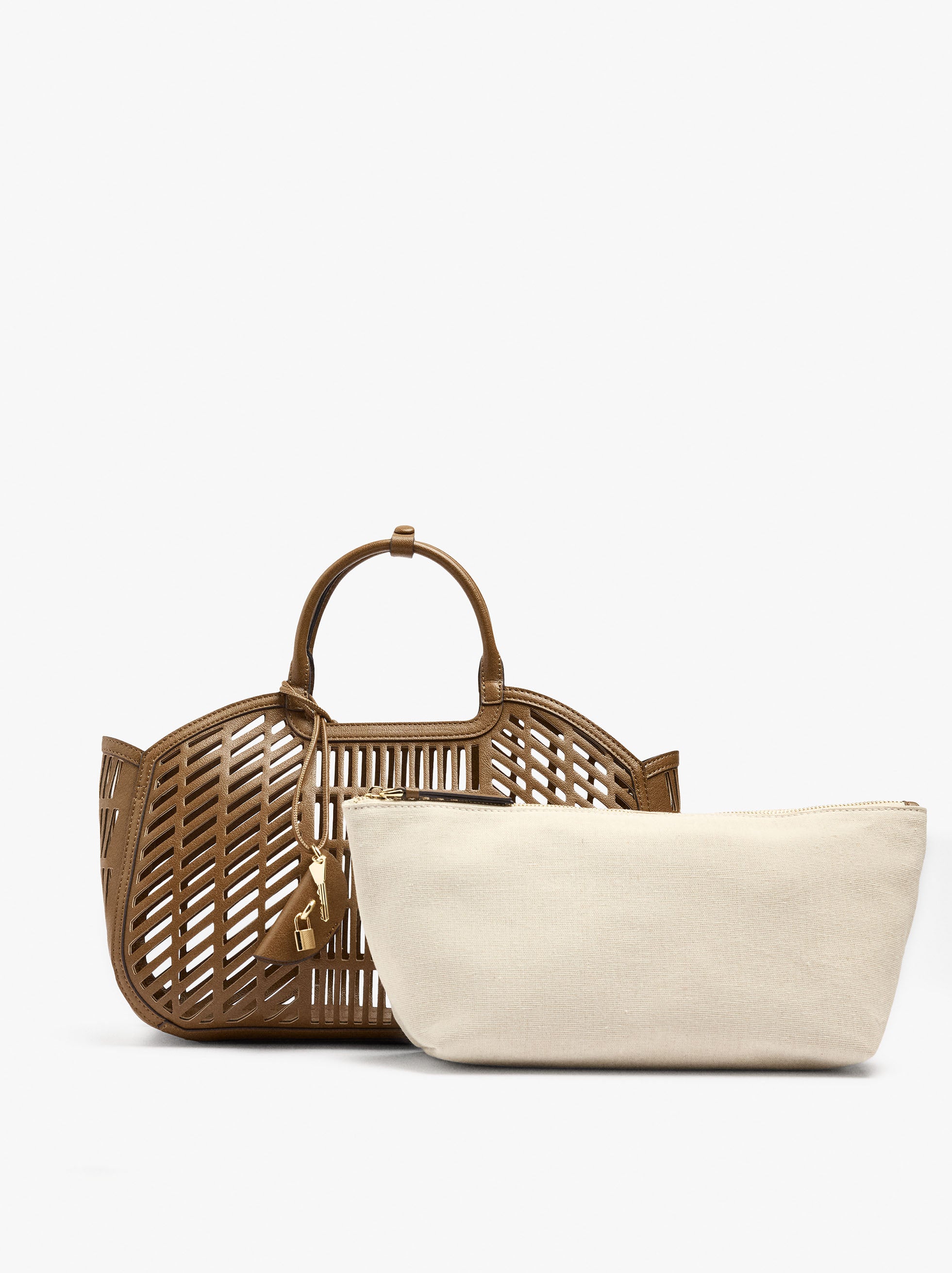 Bolso Tote Perforado Con Bolsa Removible L