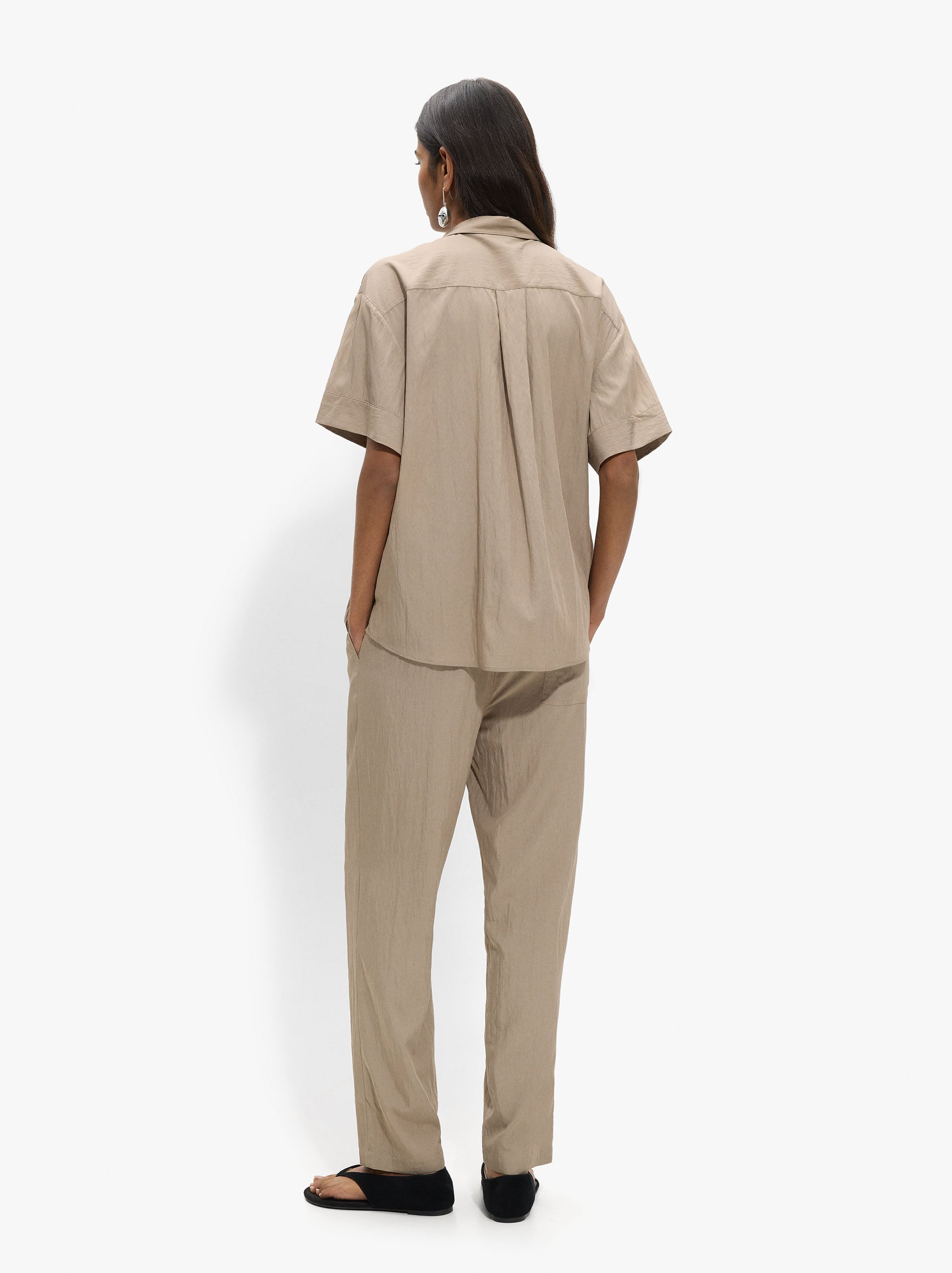 Pantalón Efecto Arrugado Cintura Elástica