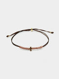Pulsera Ajustable De Cordón Con Cruz
