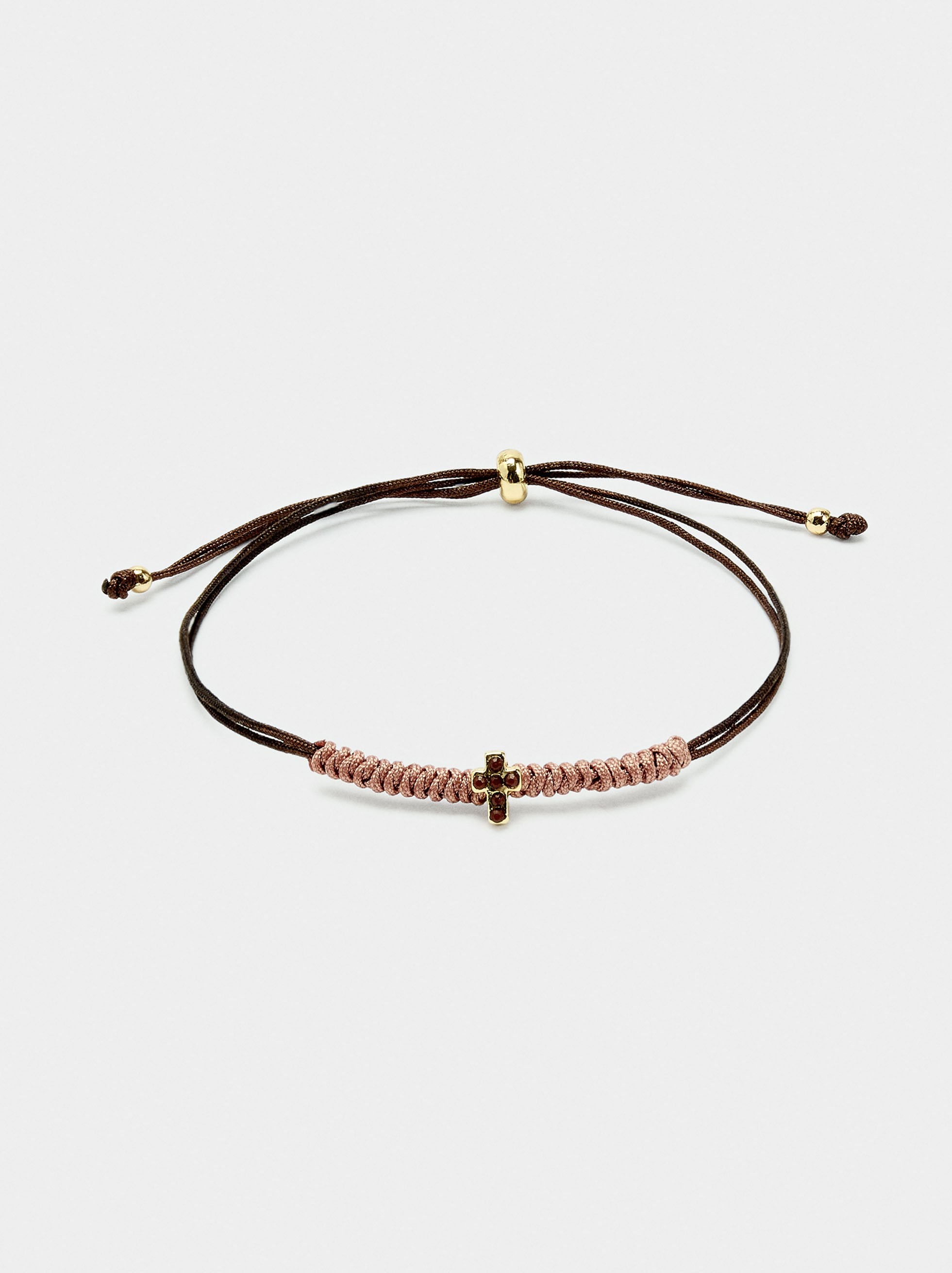 Pulsera Ajustable De Cordón Con Cruz