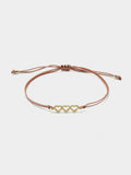 Pulsera Ajustable De Cordón Con Corazones